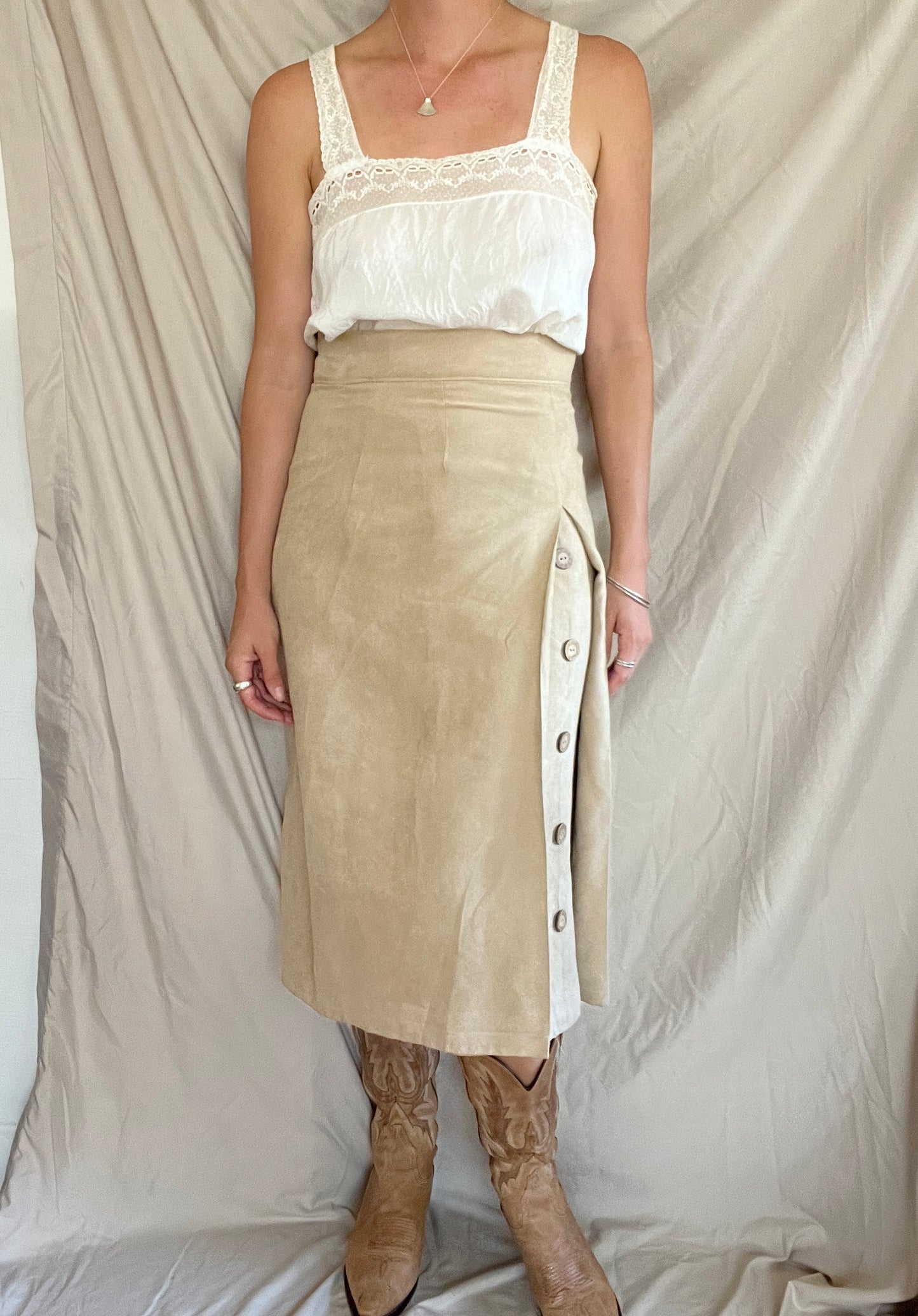 Suede Midi Skirt