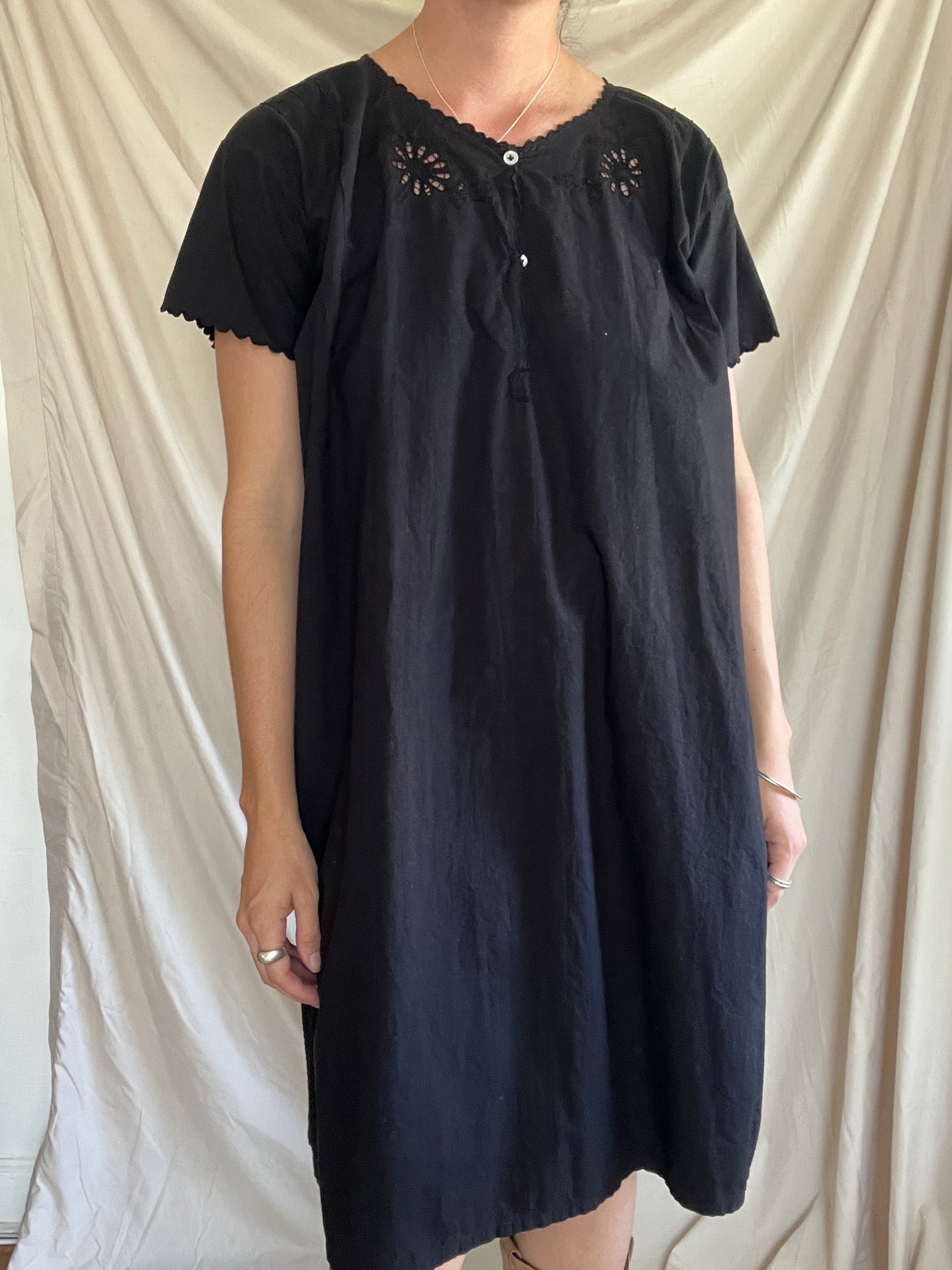 Black Cotton Shirt Dress