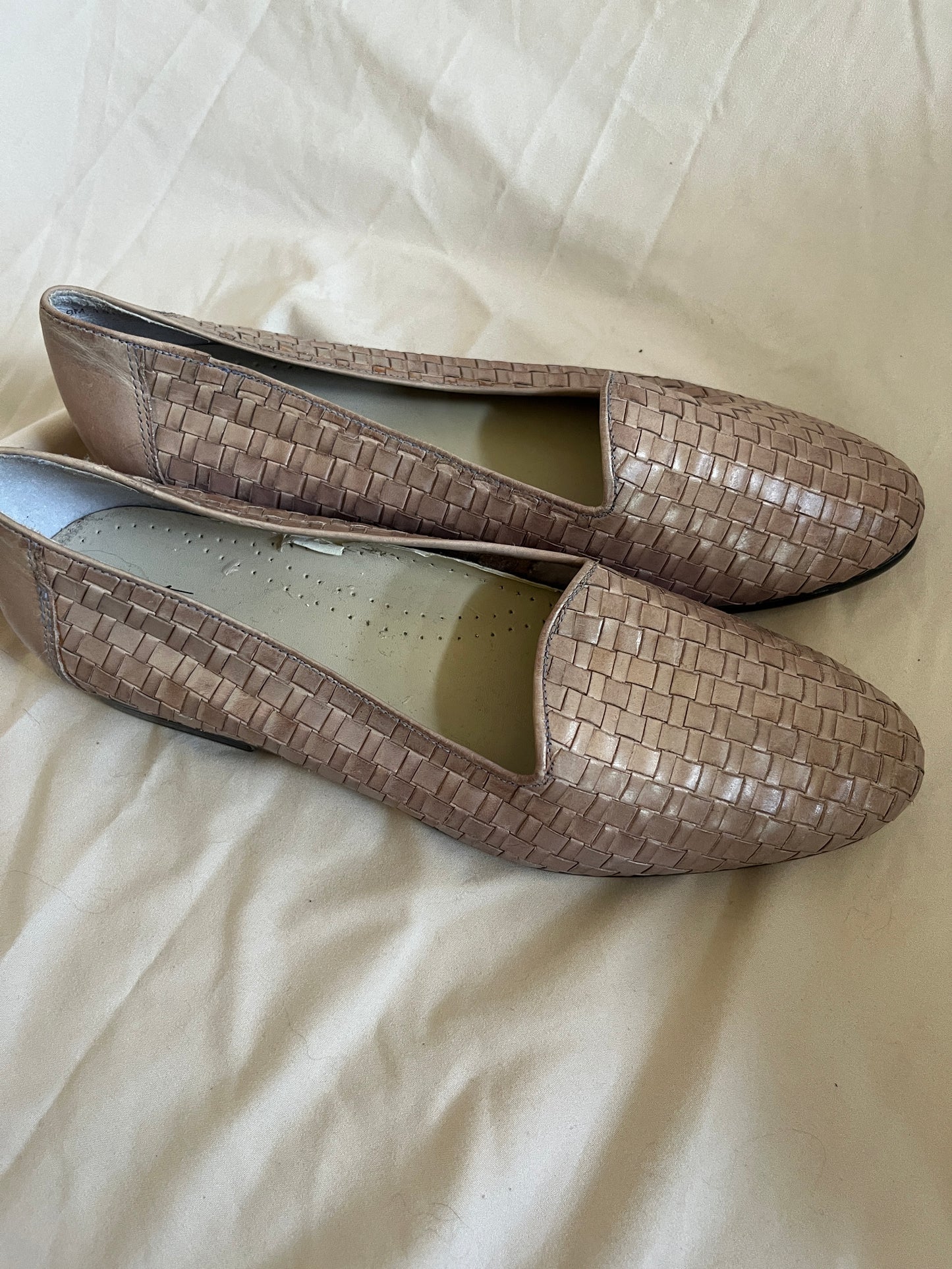 Beige Woven Loafers