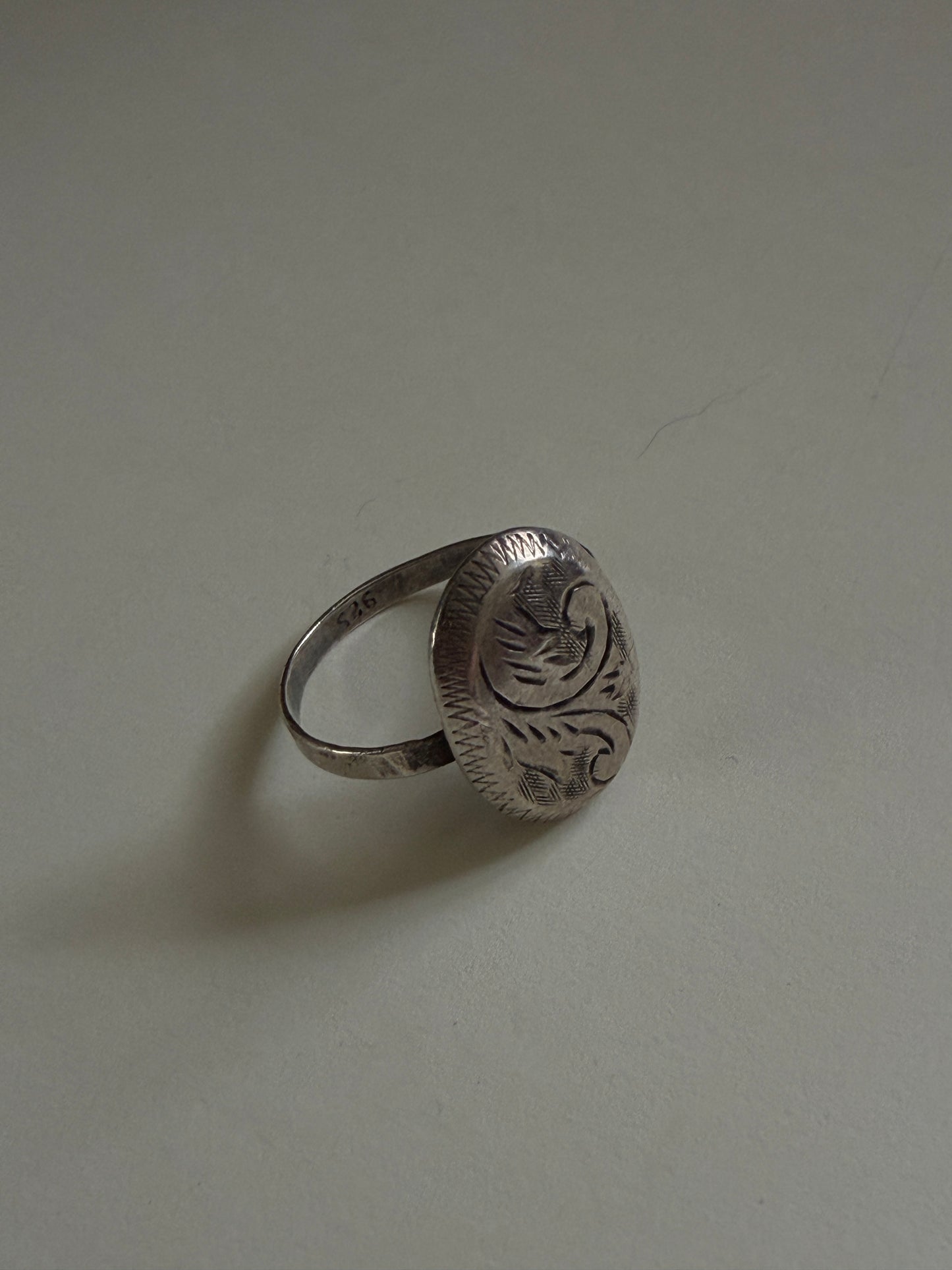 Vintage Etched Sterling Silver Ring