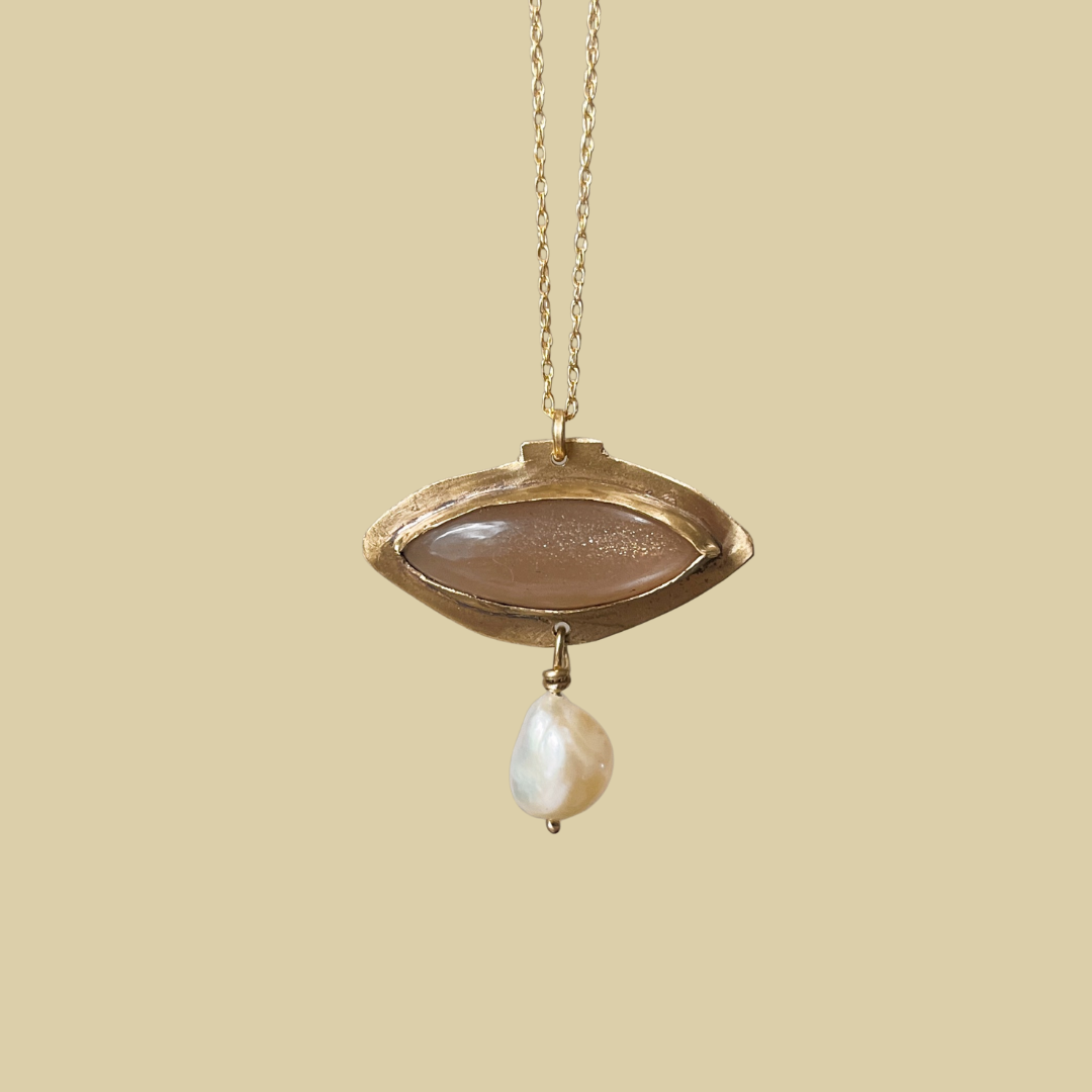 OOAK 7 | Sunstone and Pearl Pendant