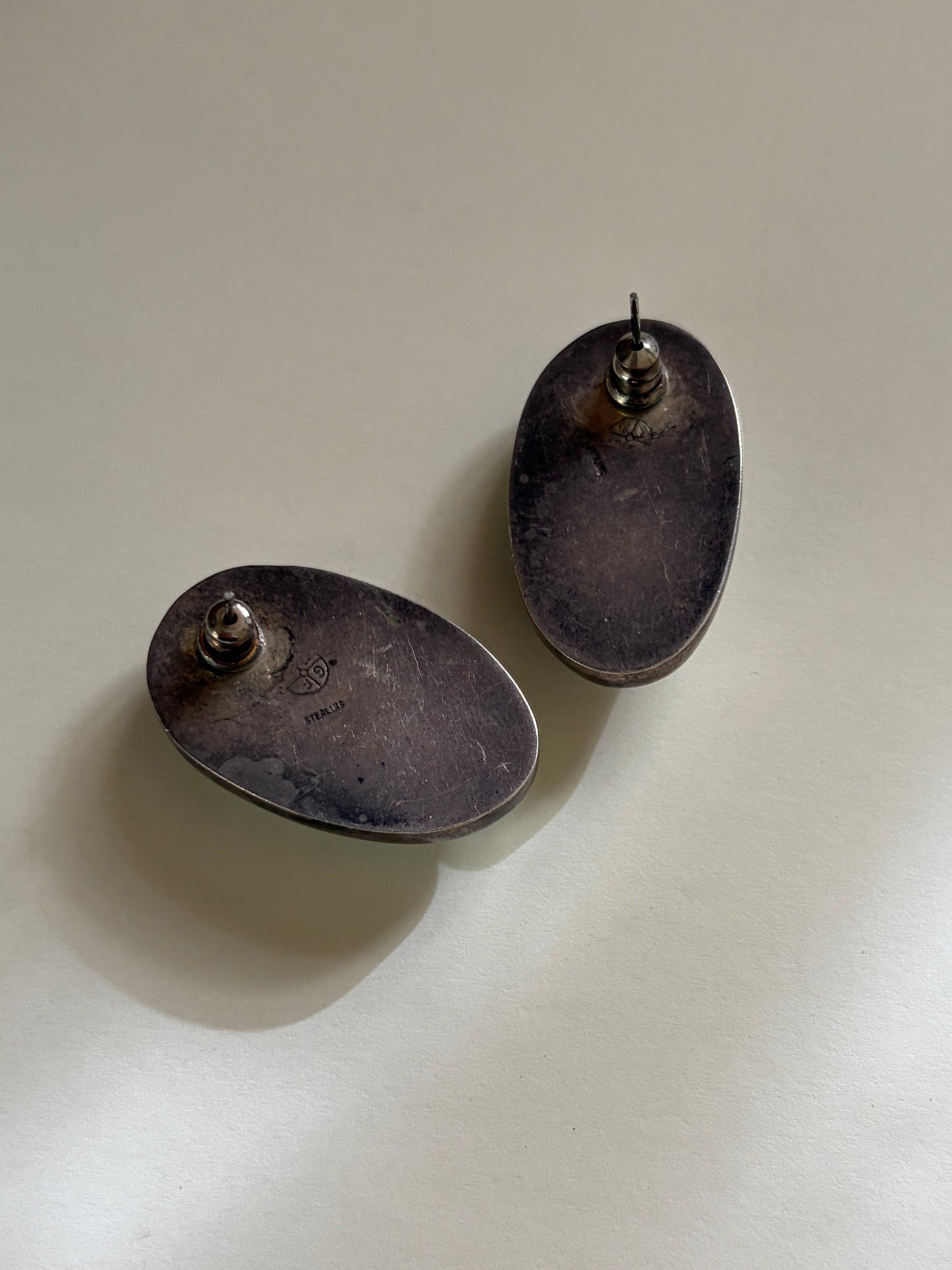 Vintage Sterling Osmena Pearl Stud Earrings