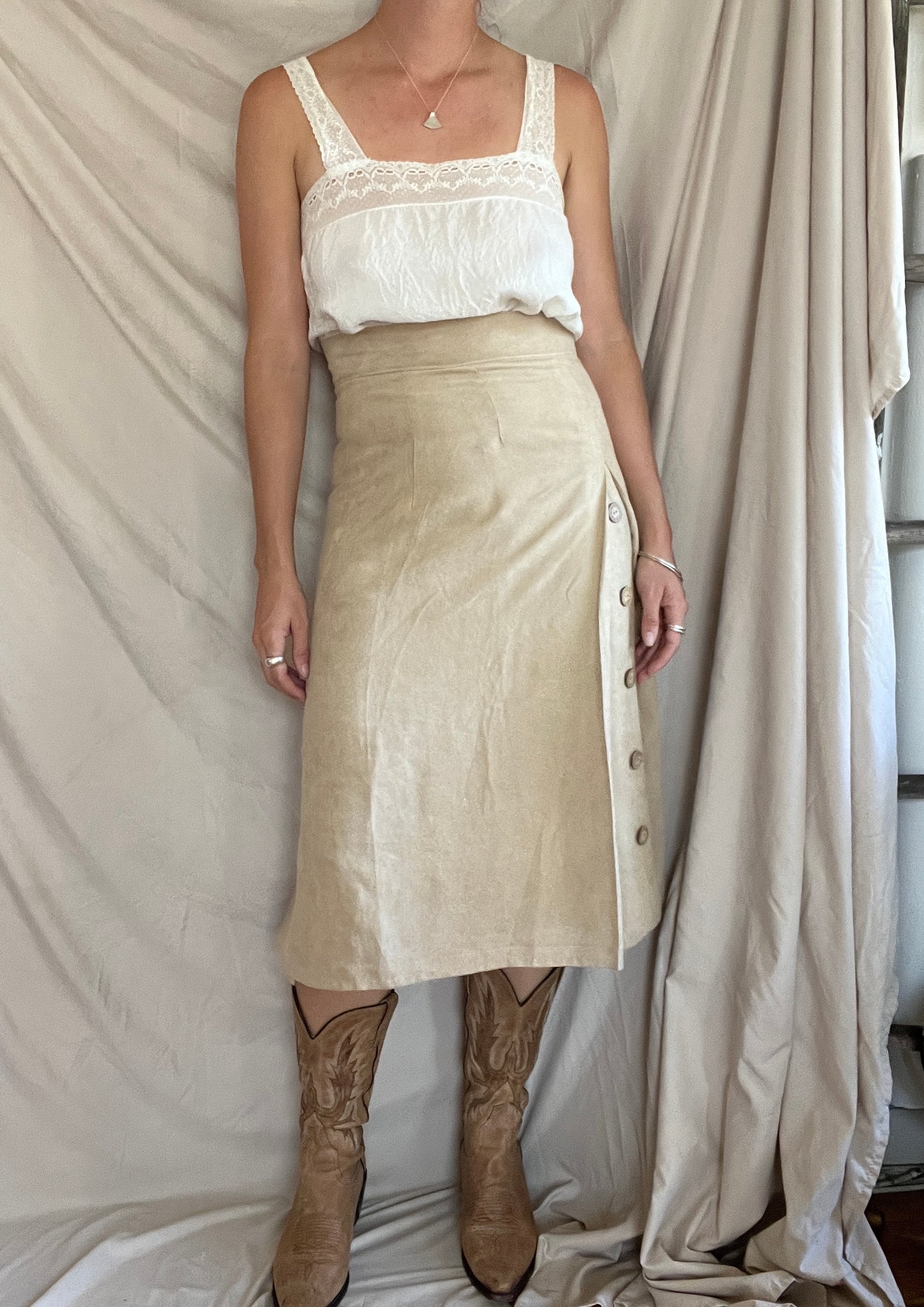 Suede Midi Skirt