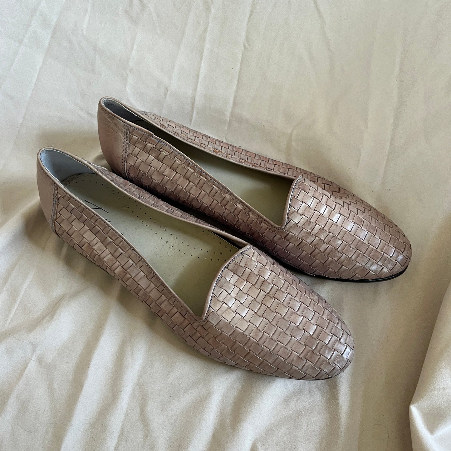 Beige Woven Loafers