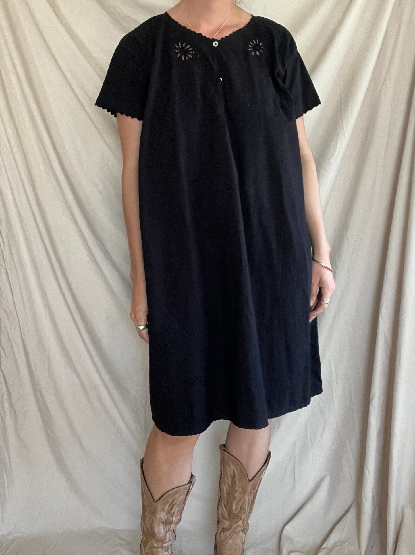 Black Cotton Shirt Dress