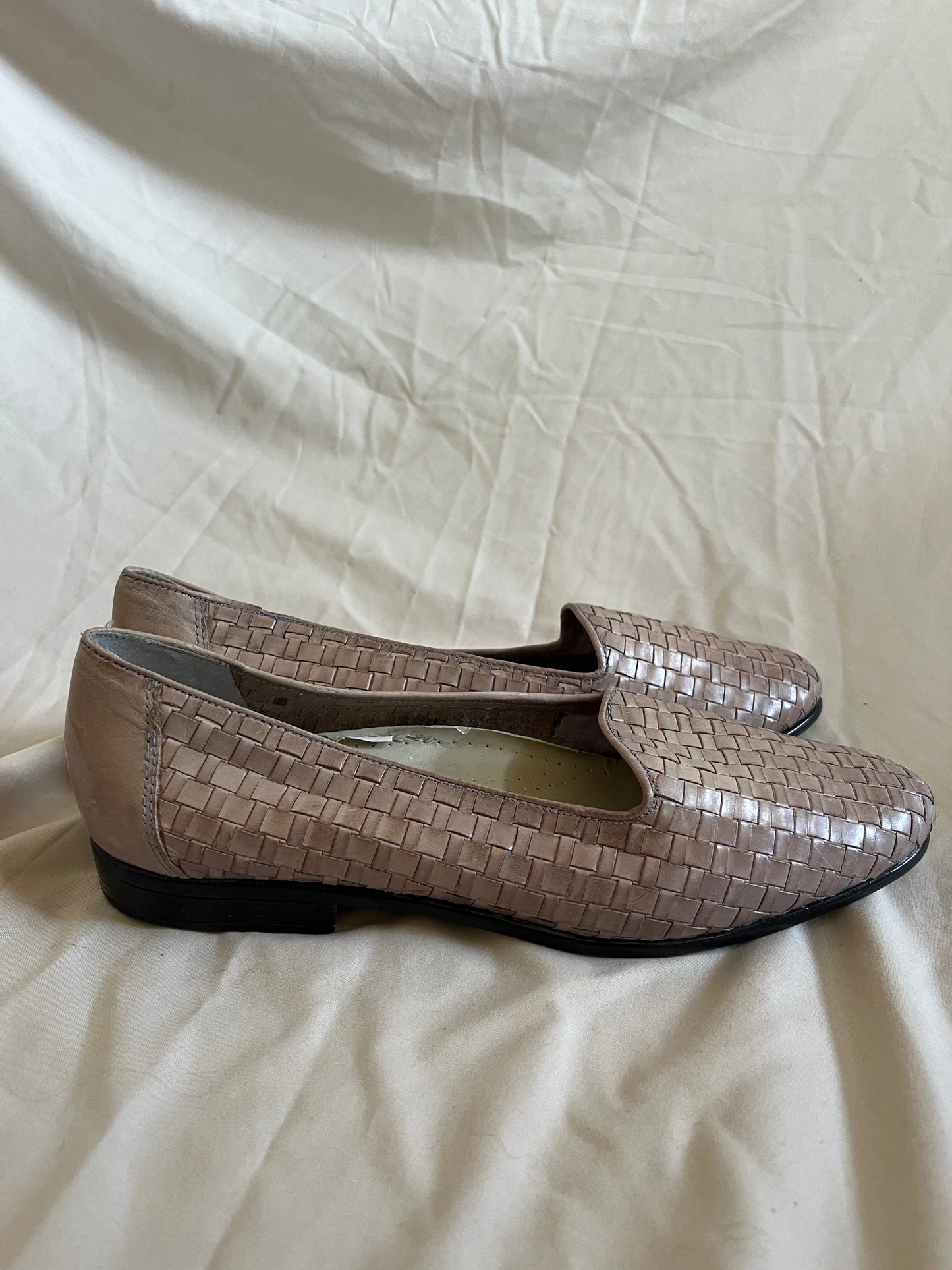 Beige Woven Loafers
