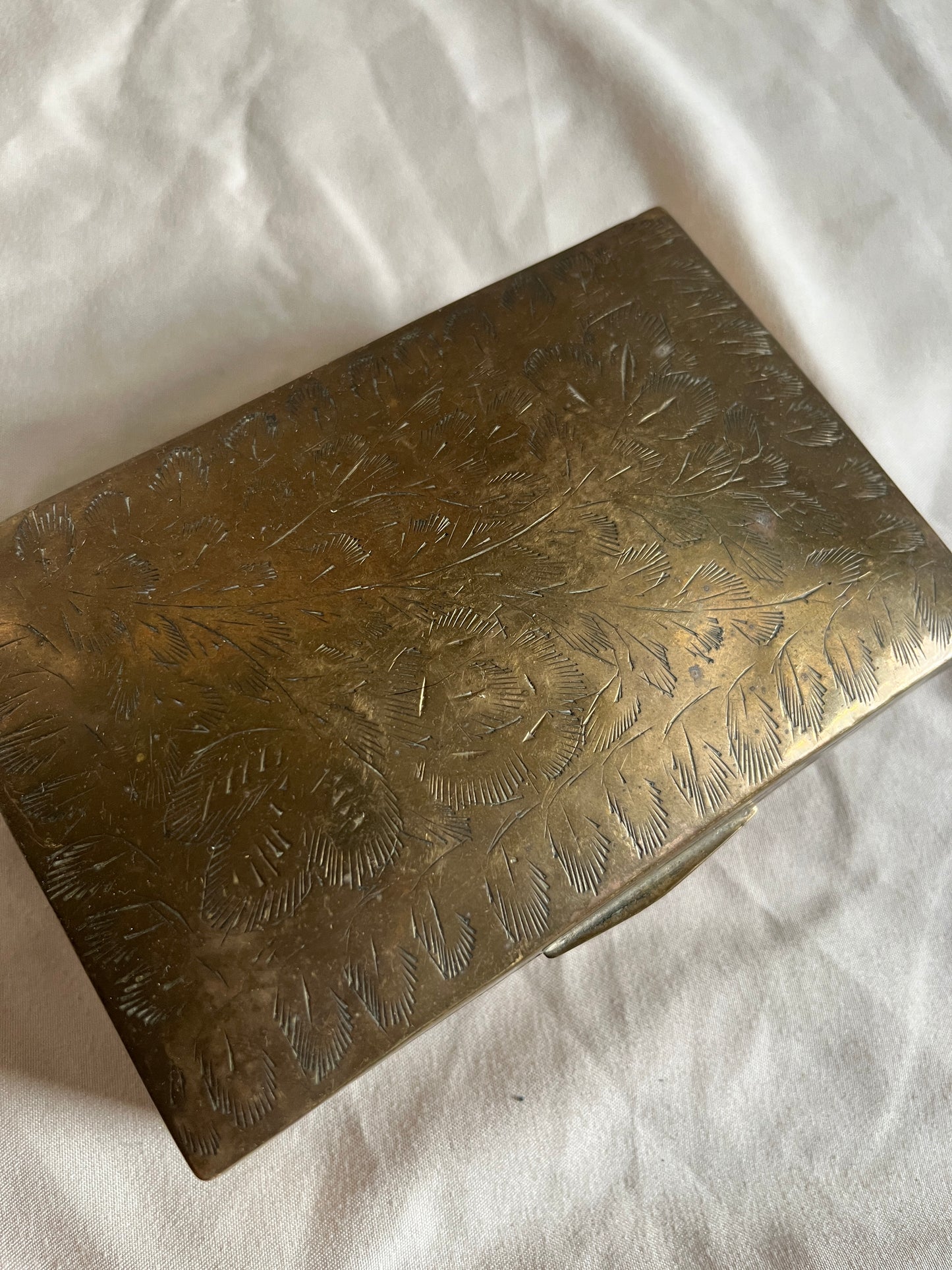 Etched Brass and Wood Jewelry Box