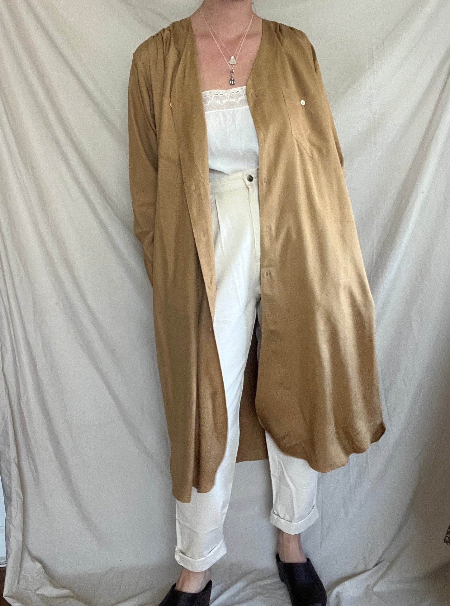 Camel Silk Shirtdress