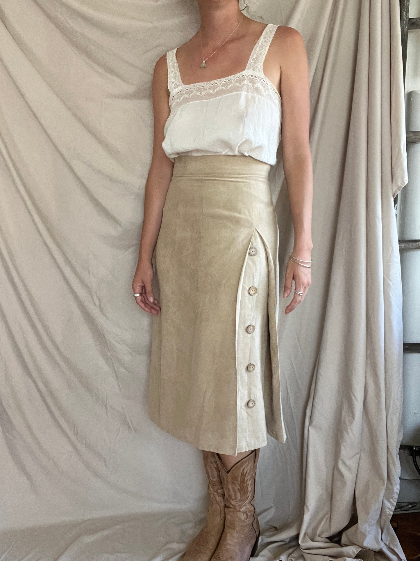 Suede Midi Skirt