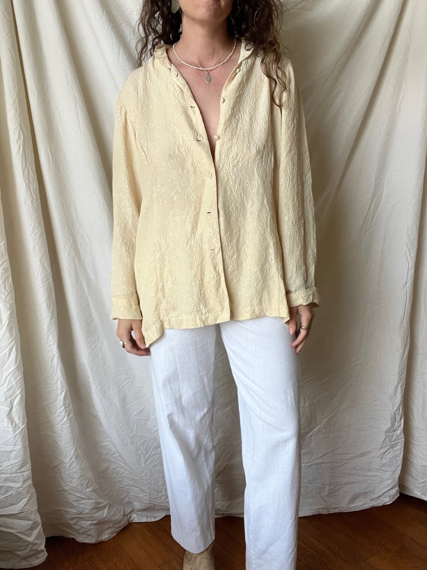 Vintage Silk Floral Buttondown