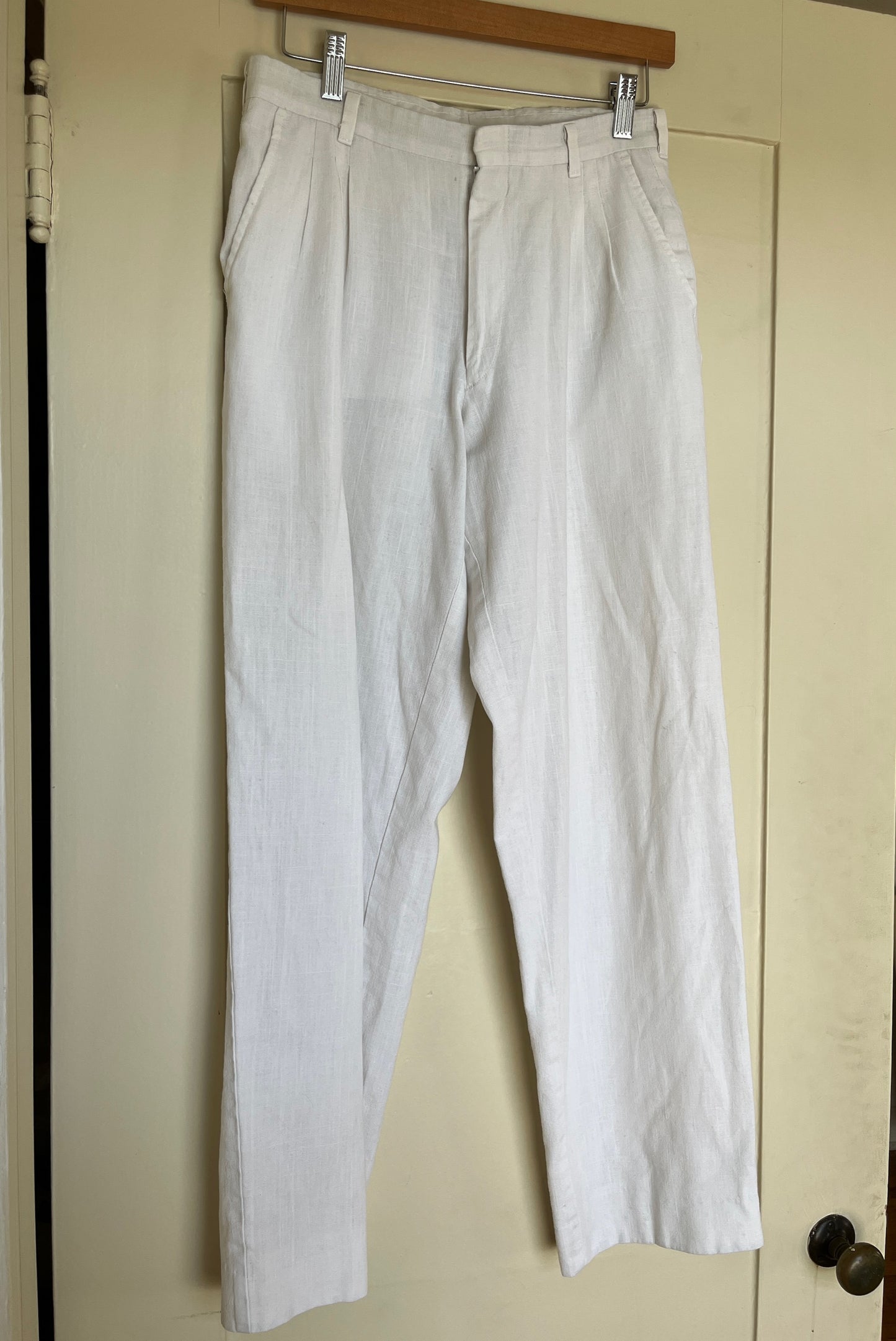 Vintage Linen Blend White Pants