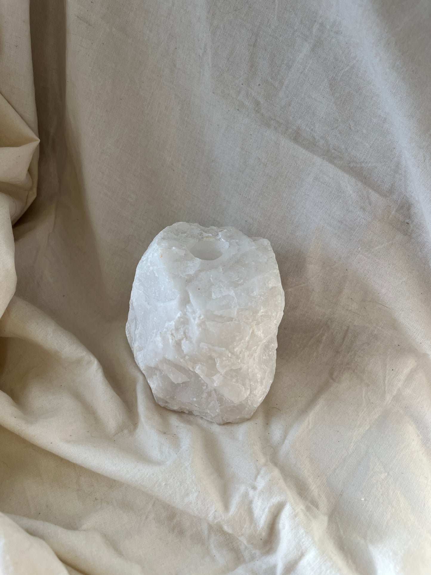Raw Quartz Candle Holder