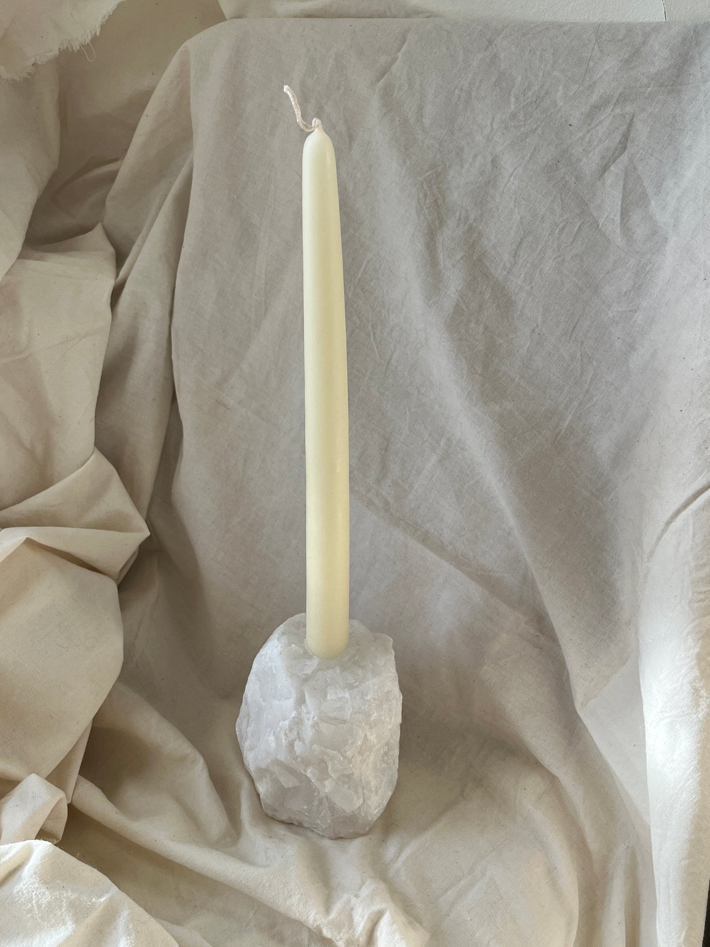 Raw Quartz Candle Holder