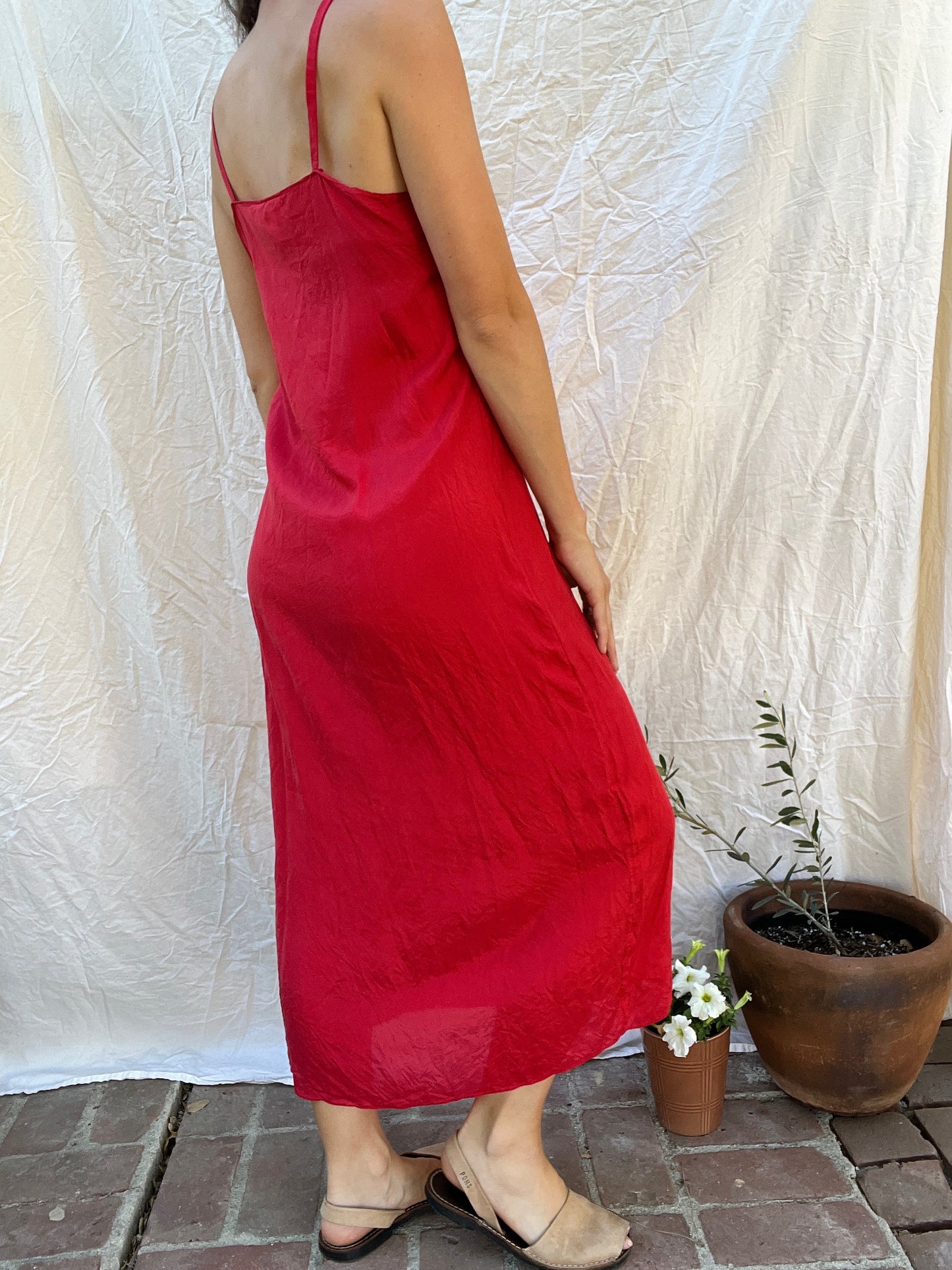 Vintage Red Silk Slip