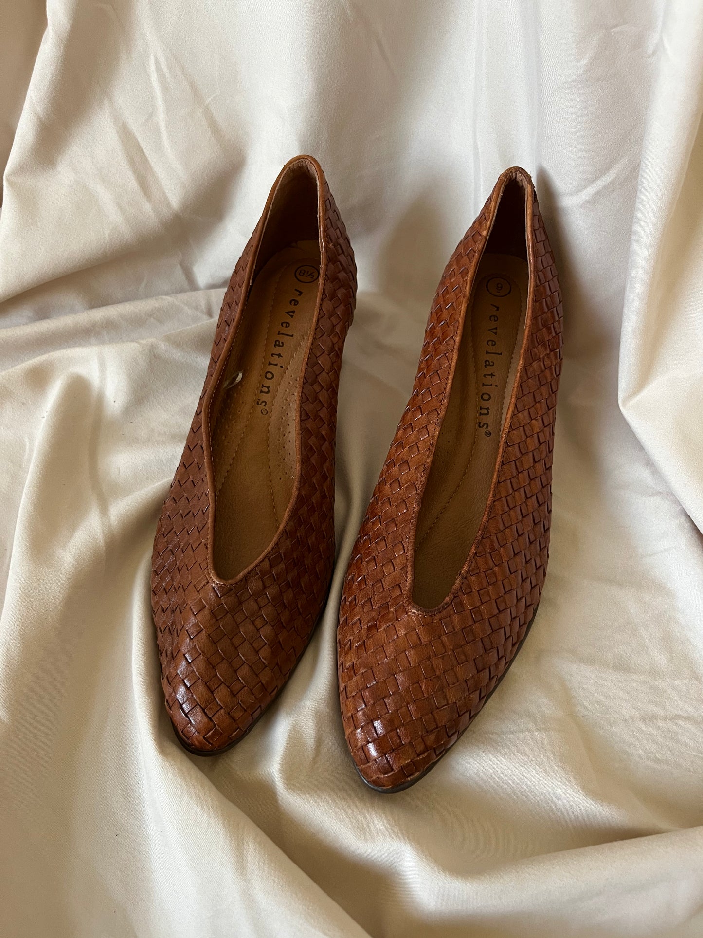 Woven Leather Kitten Heels