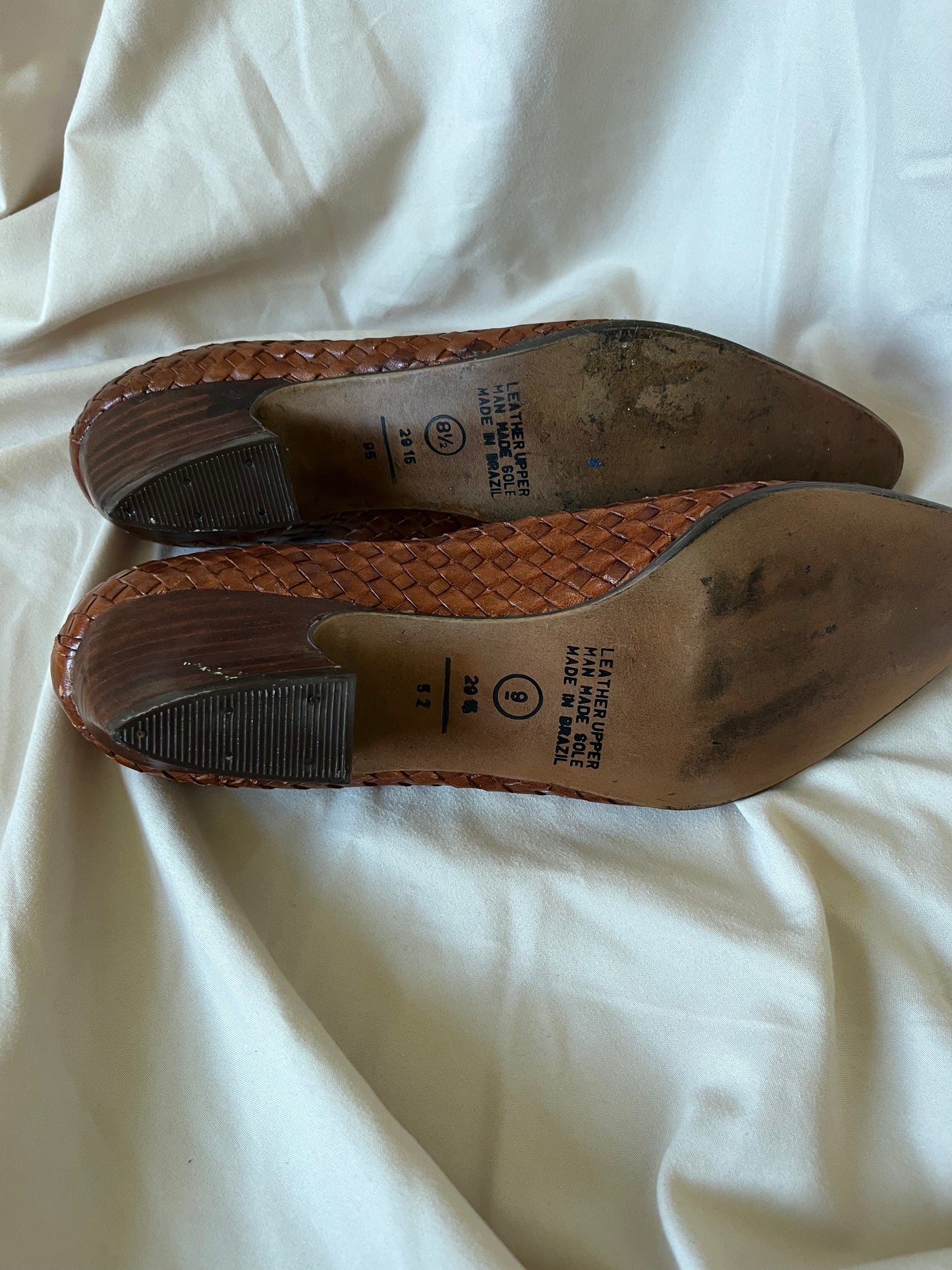 Woven Leather Kitten Heels