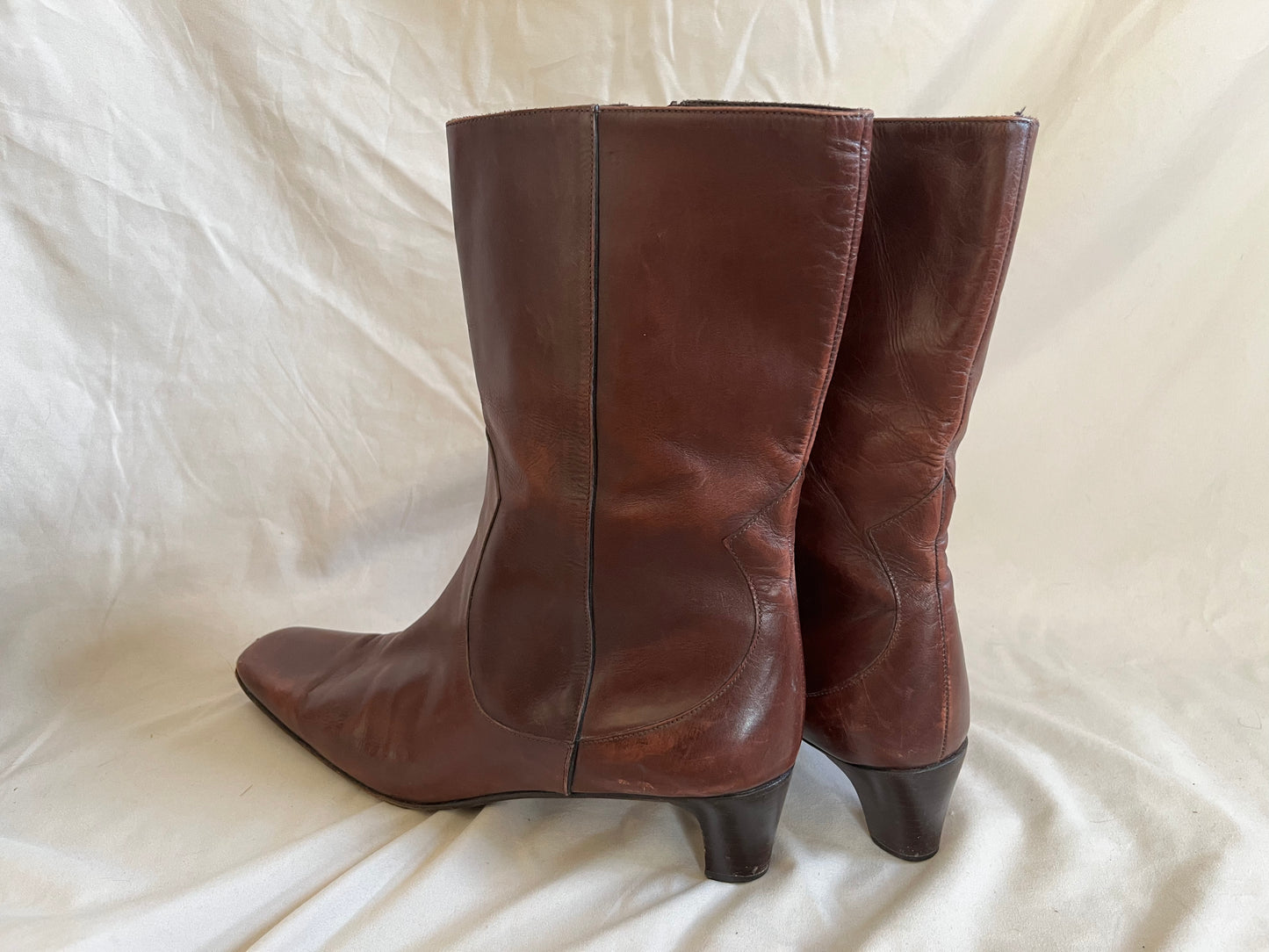 Mid Calf Leather Boots
