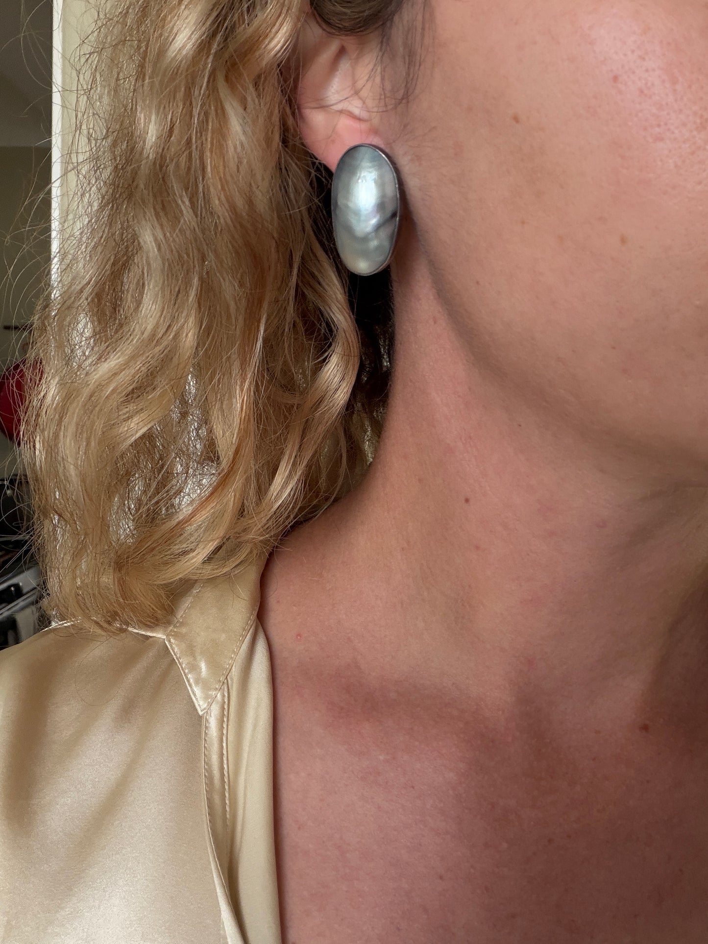 Vintage Sterling Osmena Pearl Stud Earrings