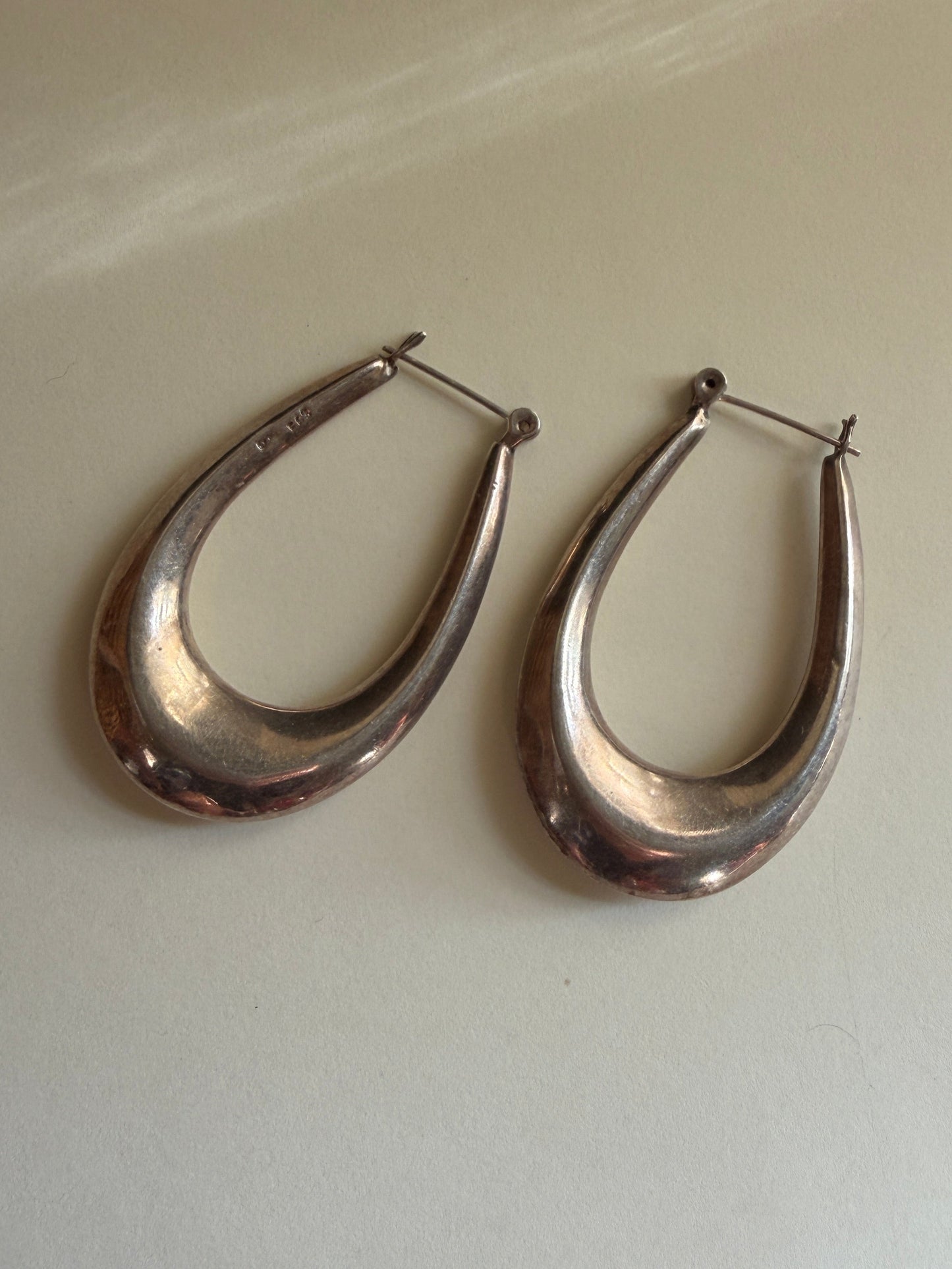 Vintage Sterling Hollow Hoop Earrings
