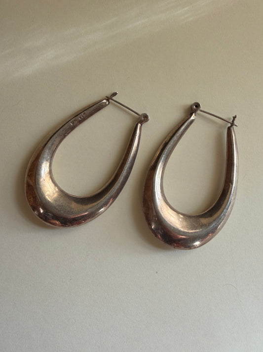 Vintage Sterling Hollow Hoop Earrings