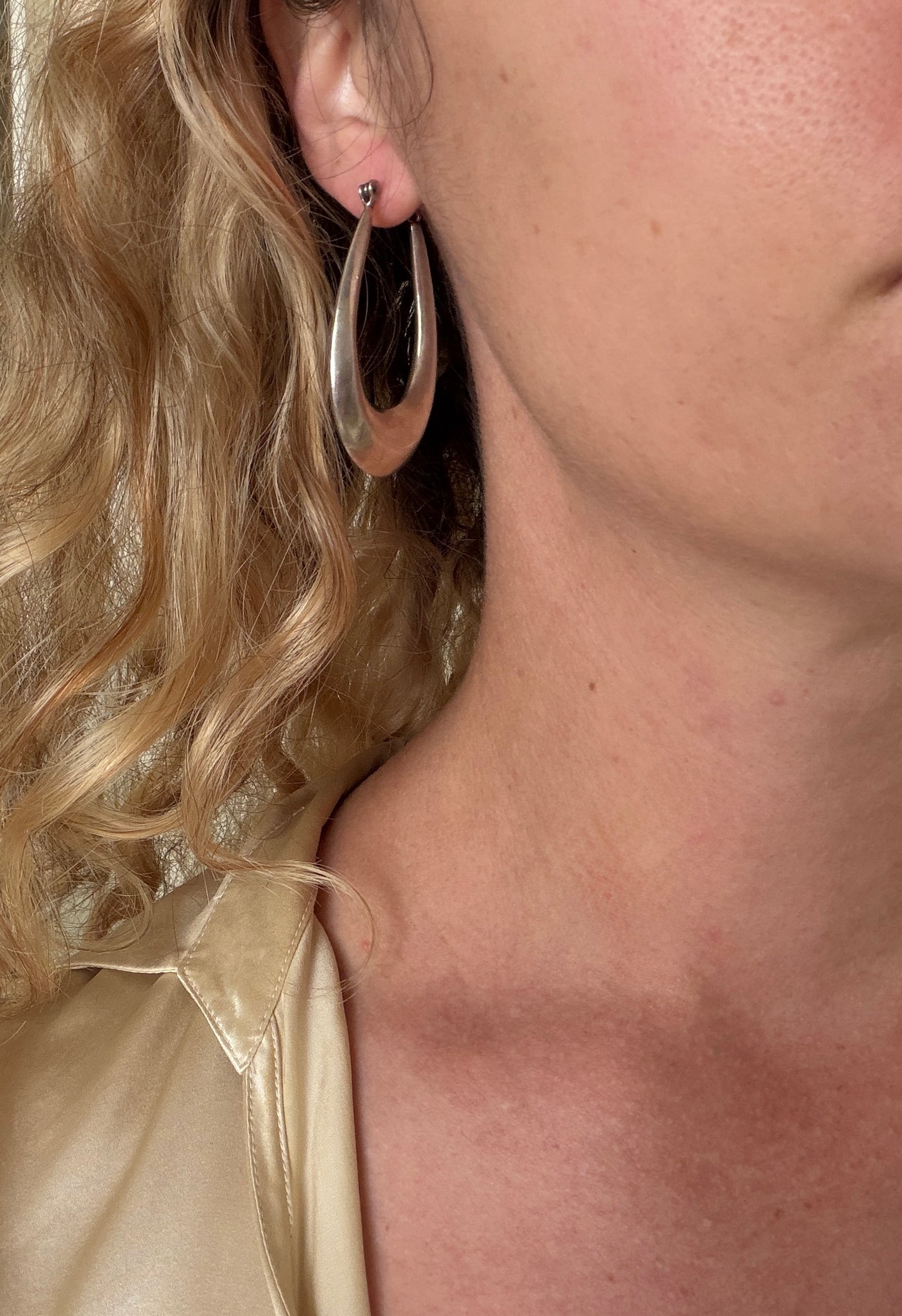 Vintage Sterling Hollow Hoop Earrings