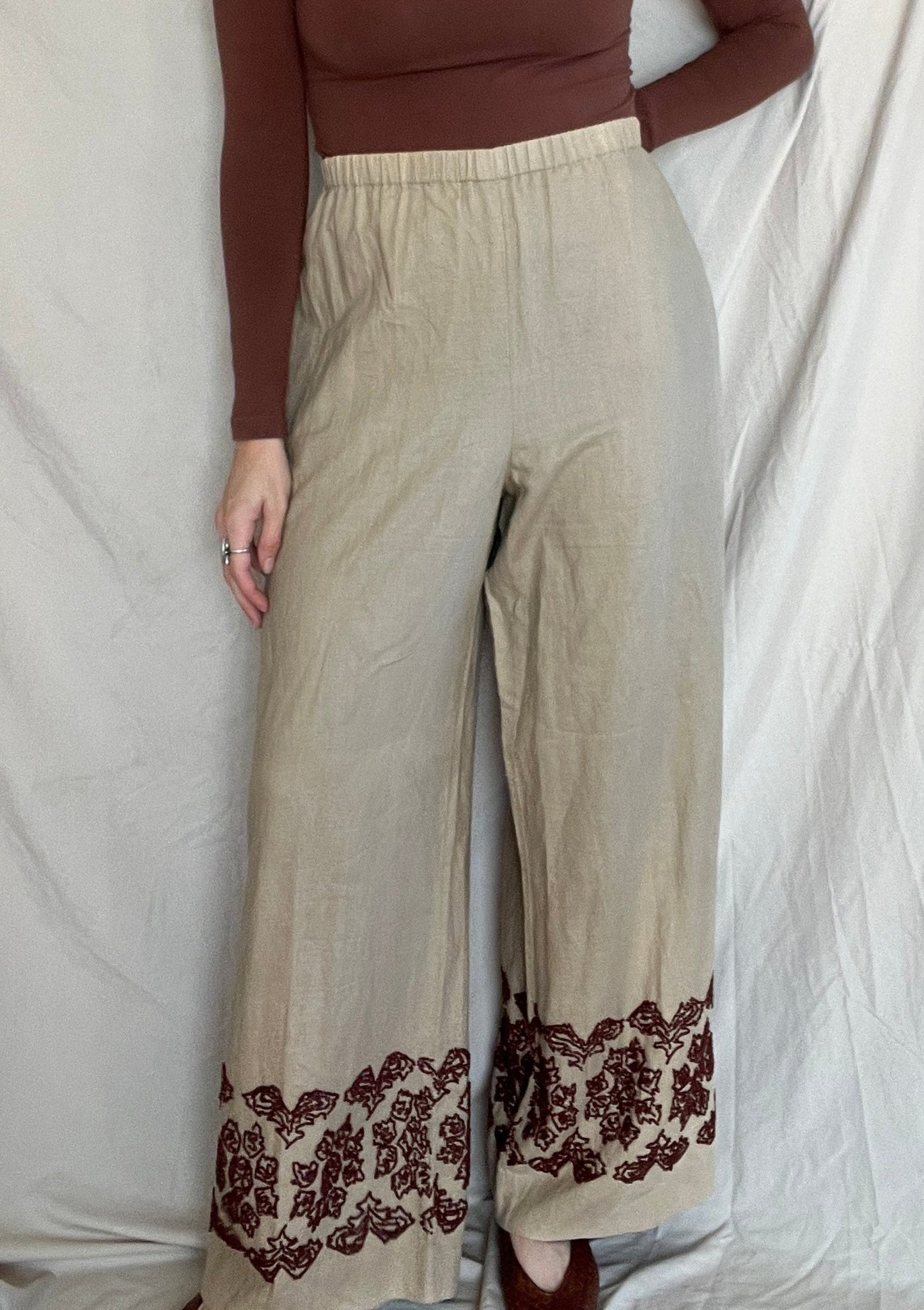 Vintage Beaded Linen Pants