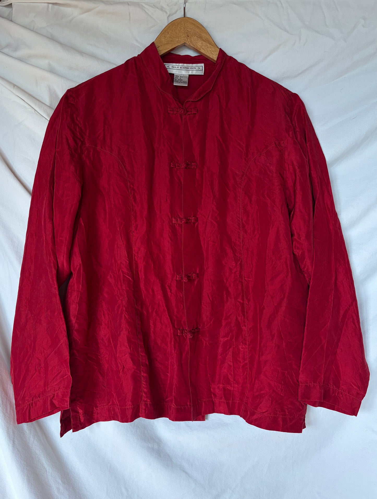 Vintage Red Silk Chinese Blouse