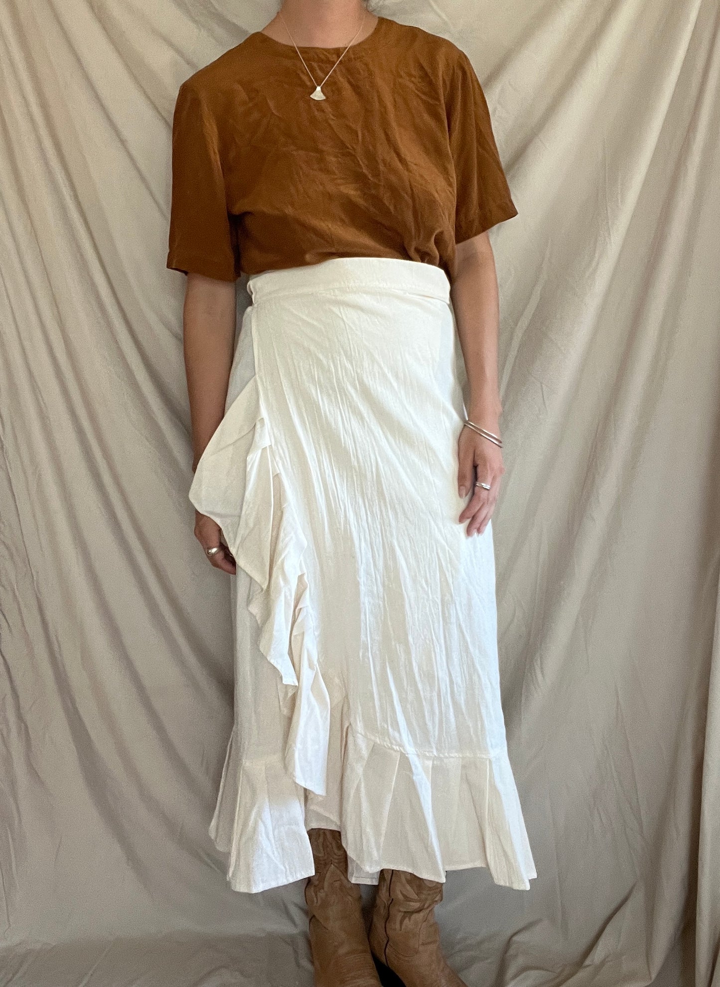 Cotton Ruffle Wrap Skirt