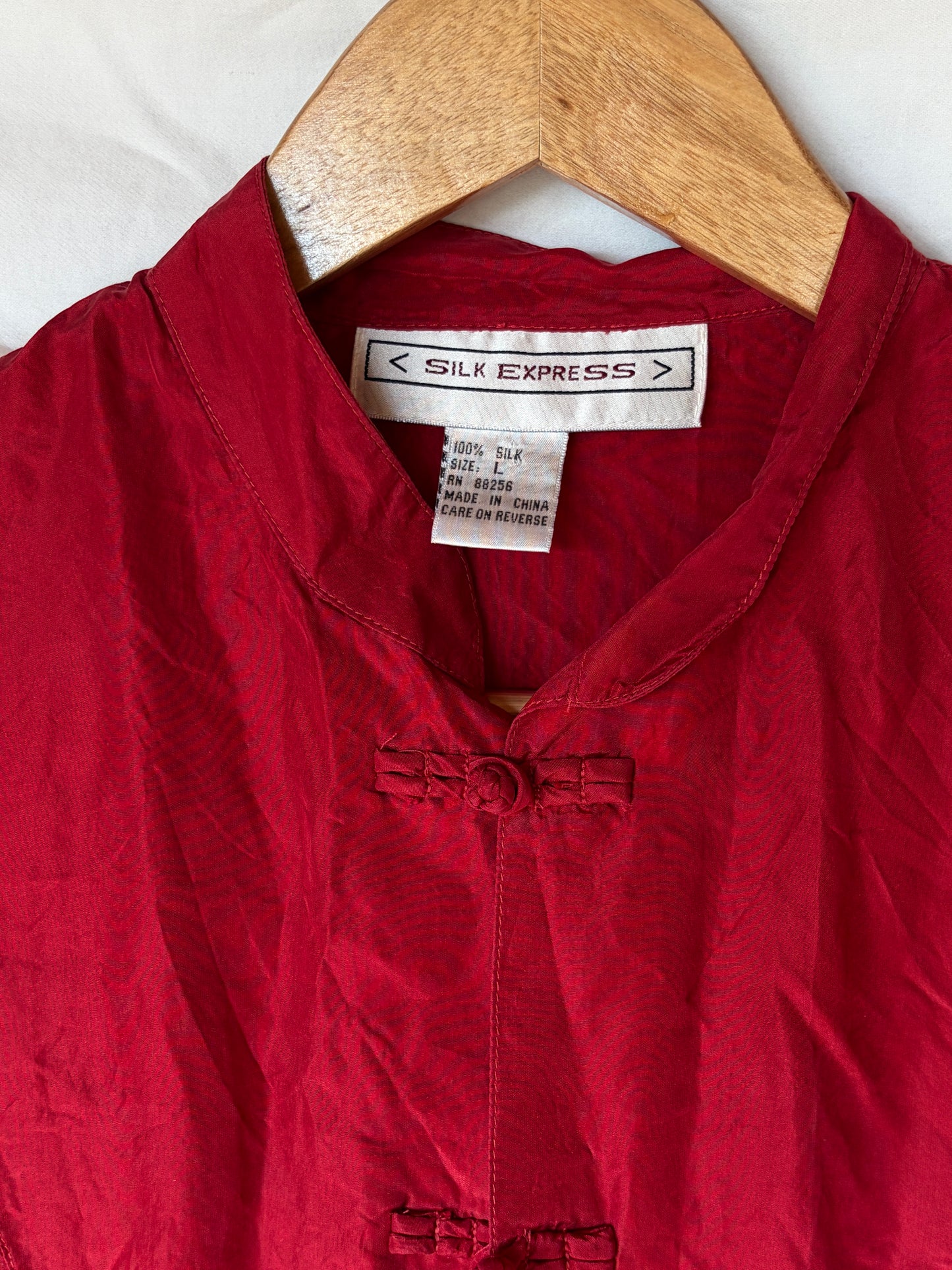 Vintage Red Silk Chinese Blouse