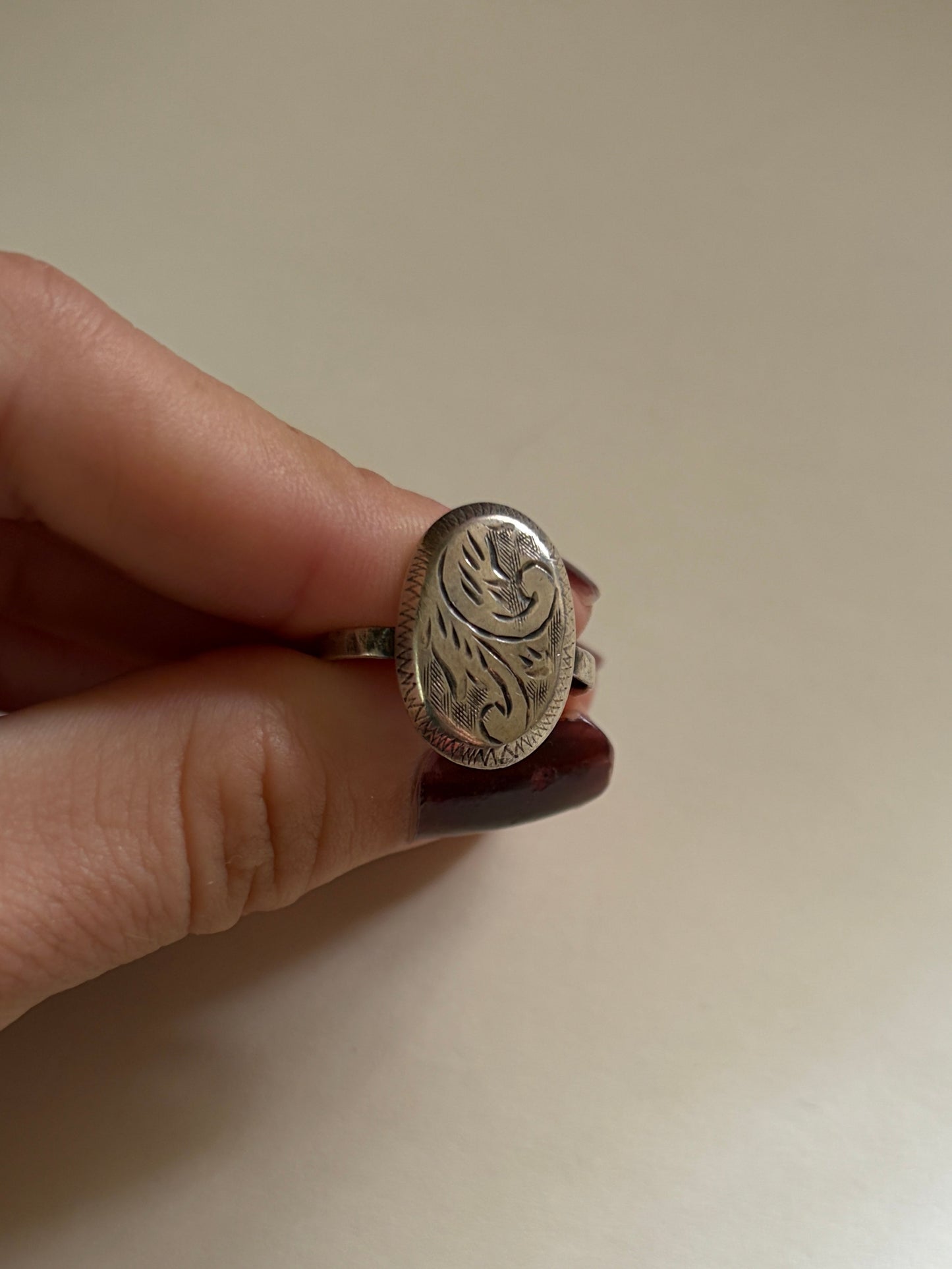 Vintage Etched Sterling Silver Ring
