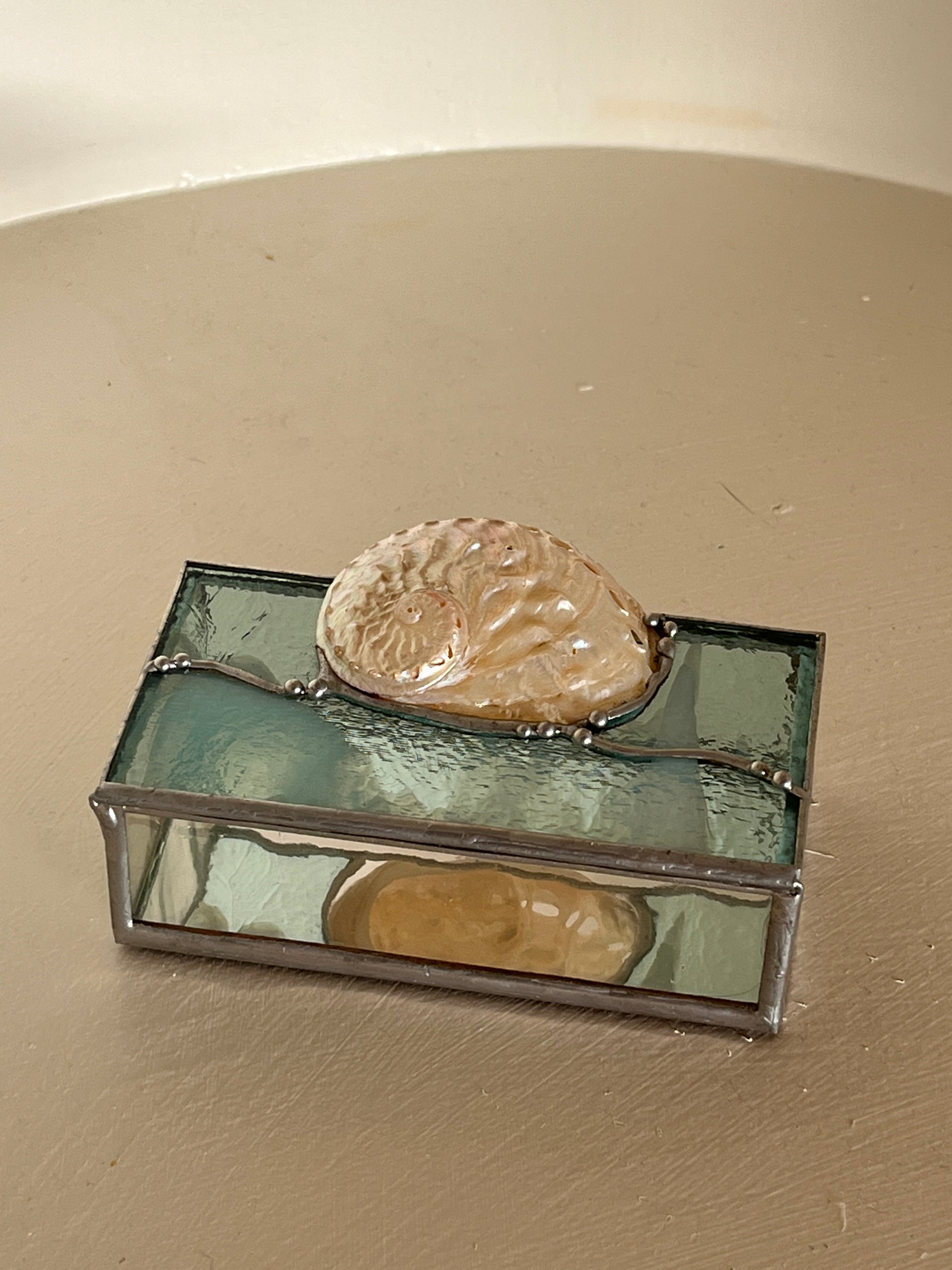 Blue Glass and Shell Keepsake Box