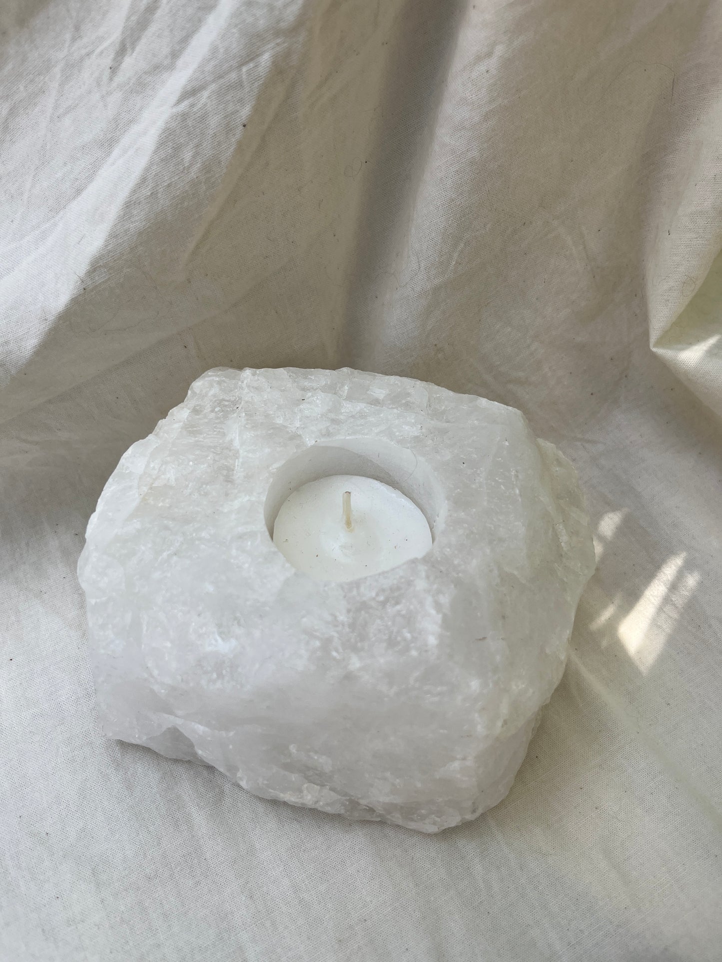 Raw Quartz Candle Holder