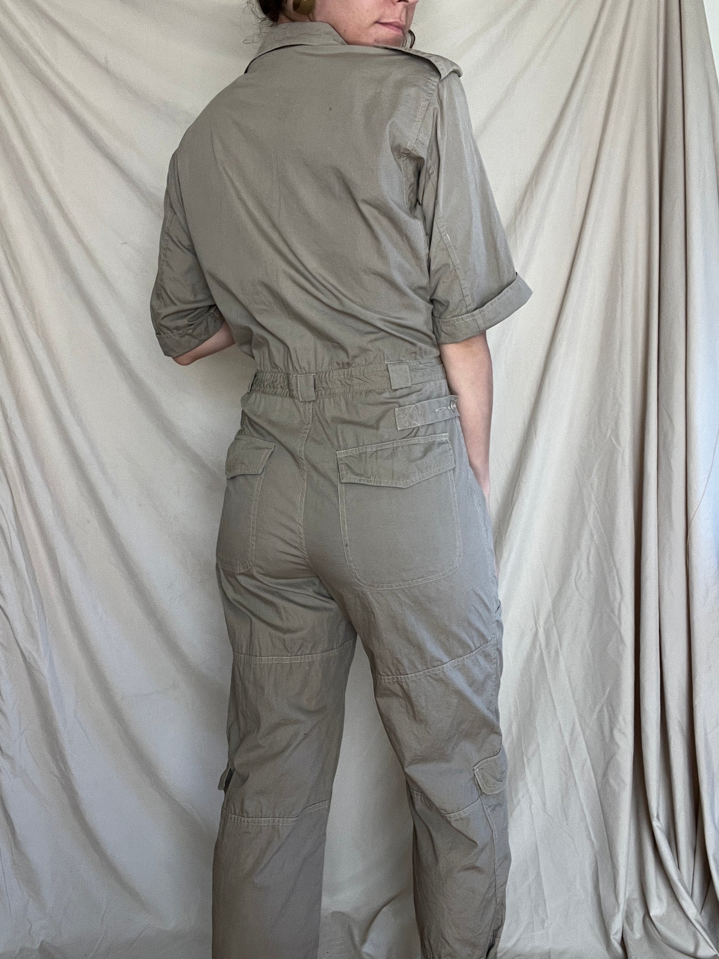 Vintage Taupe Cotton Jumpsuit