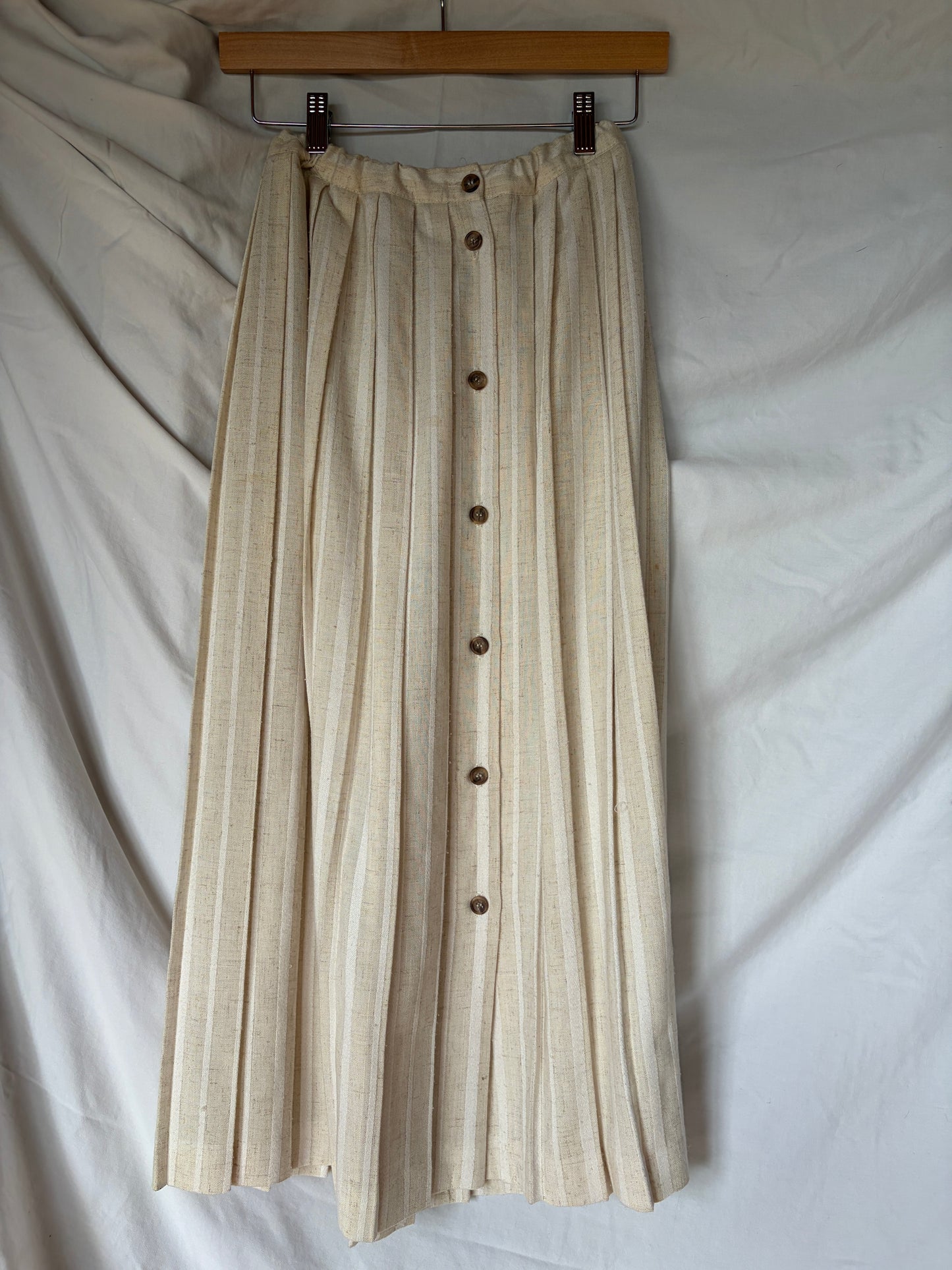 Vintage Striped Pleated Midi Skirt