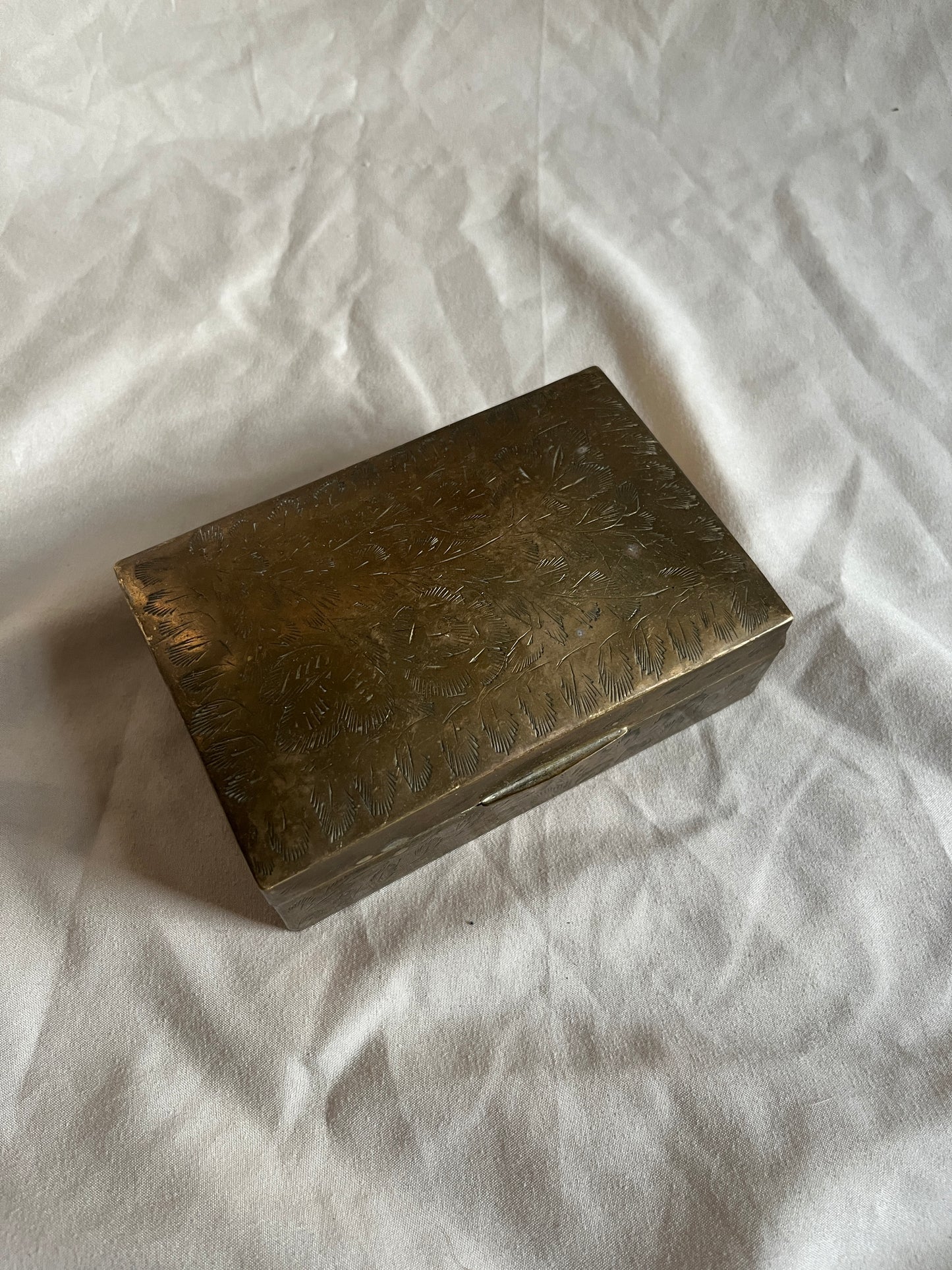 Etched Brass and Wood Jewelry Box