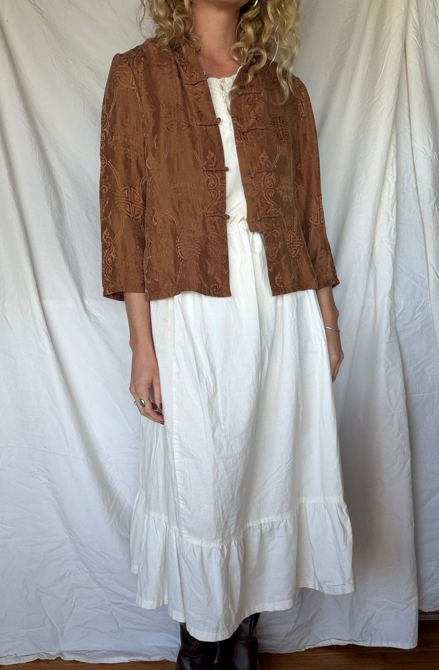 Vintage Rust Silk Chinese Blouse