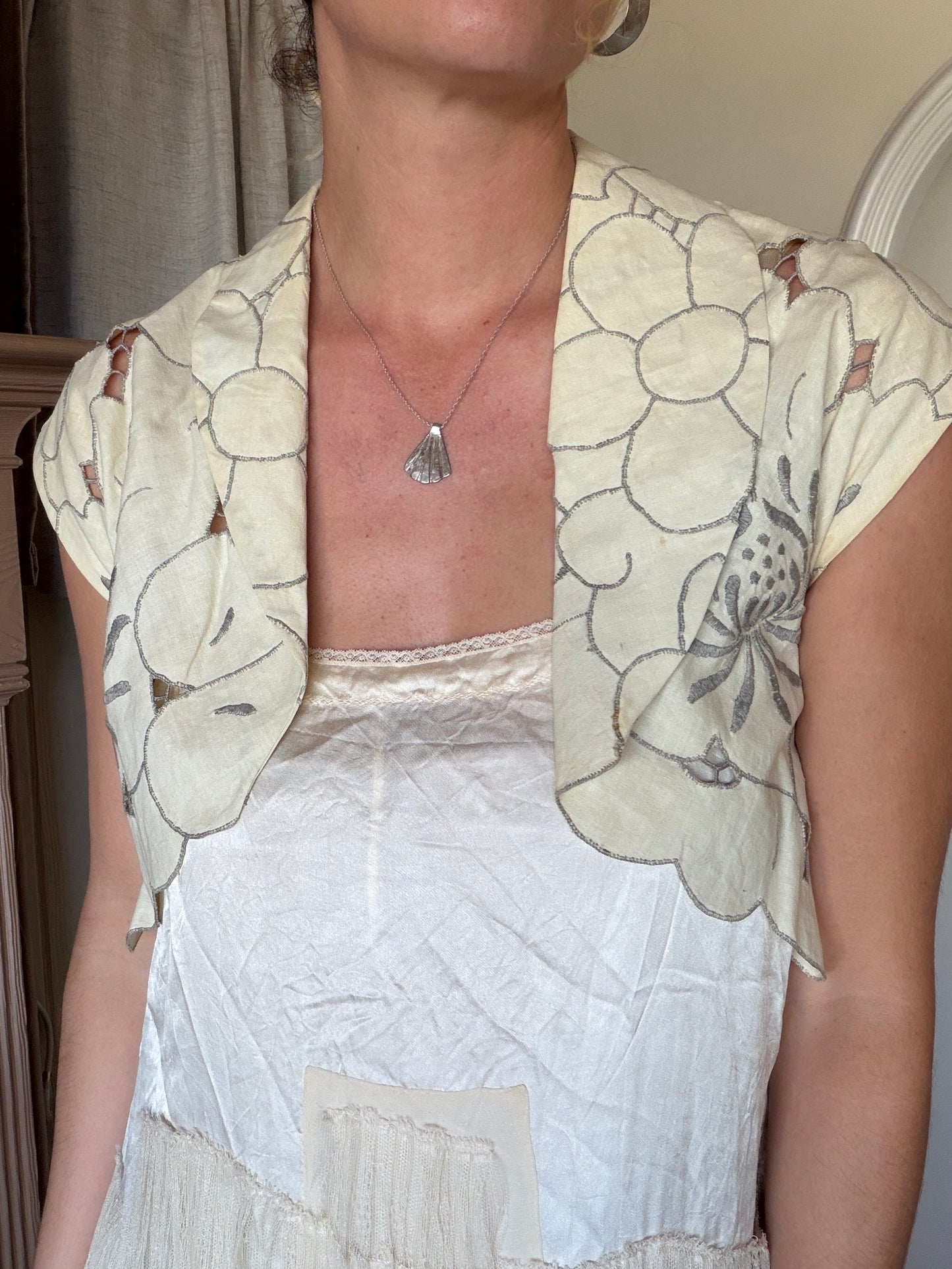 Vintage Cutwork Embroidery Shrug