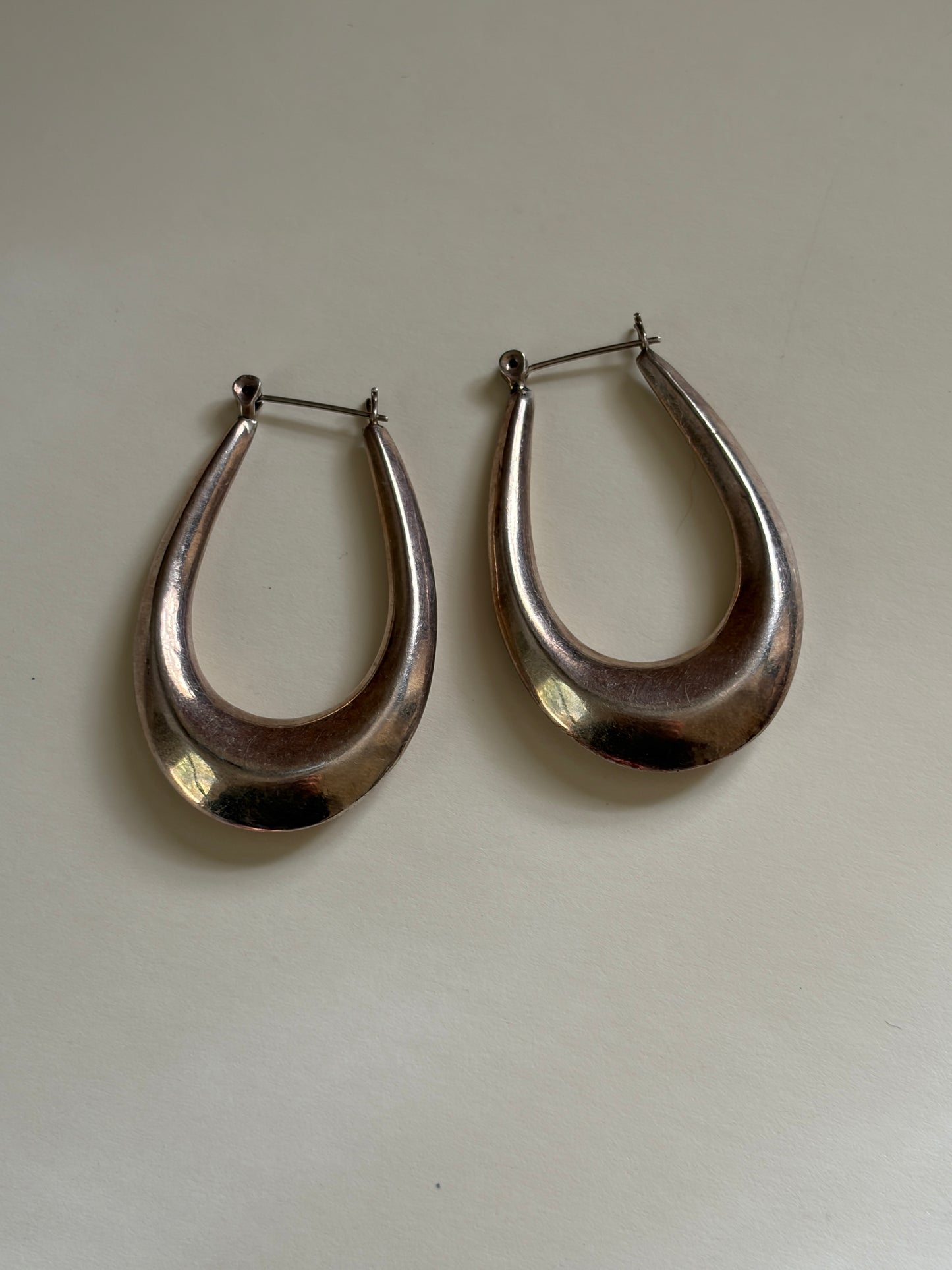 Vintage Sterling Hollow Hoop Earrings