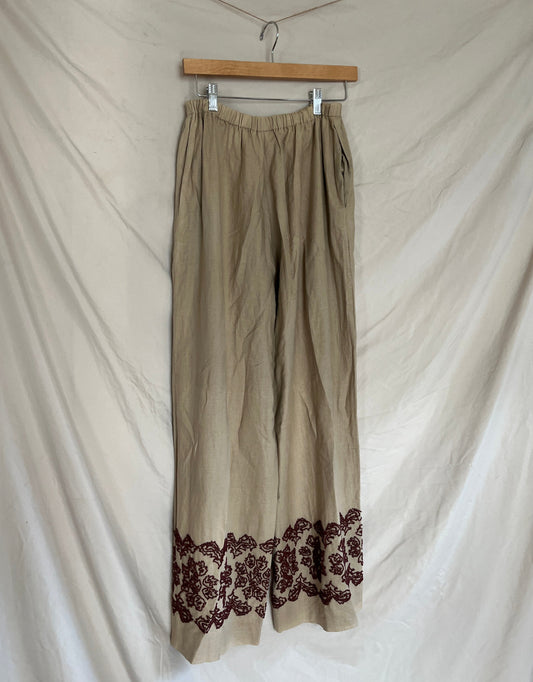 Vintage Beaded Linen Pants