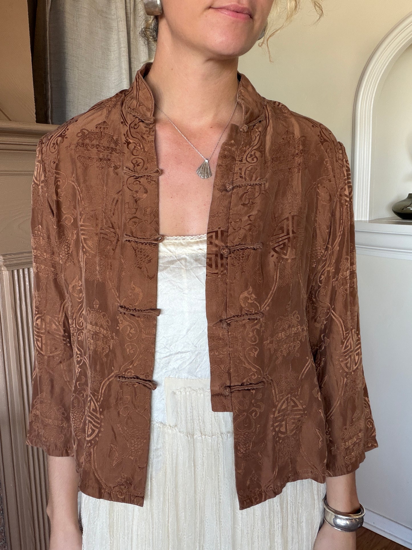 Vintage Rust Silk Chinese Blouse