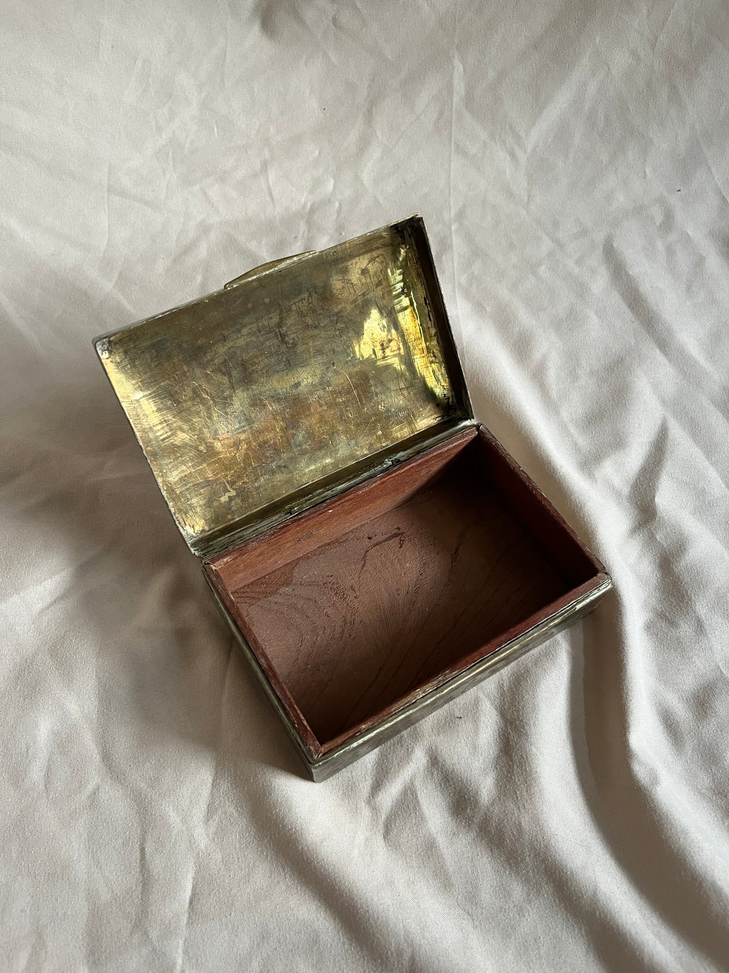 Etched Brass and Wood Jewelry Box