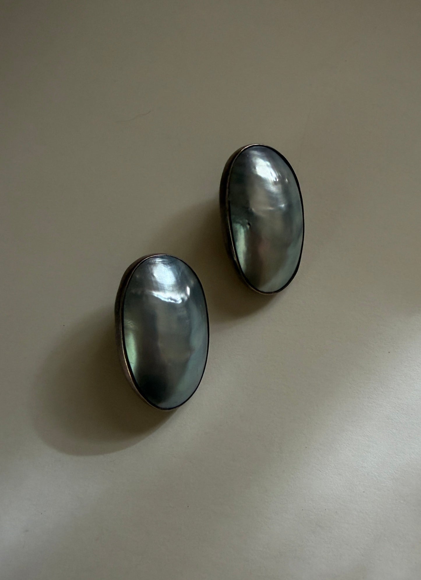 Vintage Sterling Osmena Pearl Stud Earrings