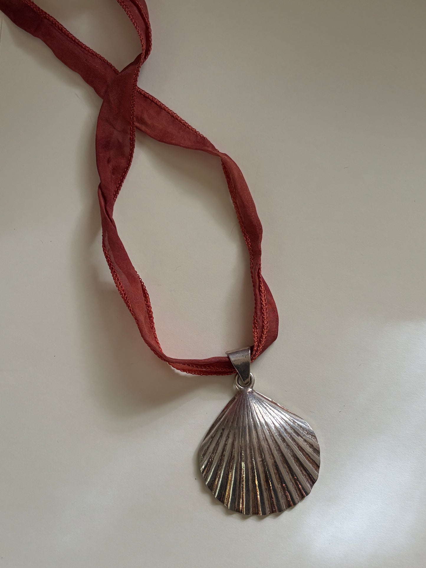 Vintage Sterling Silver Seashell Necklace