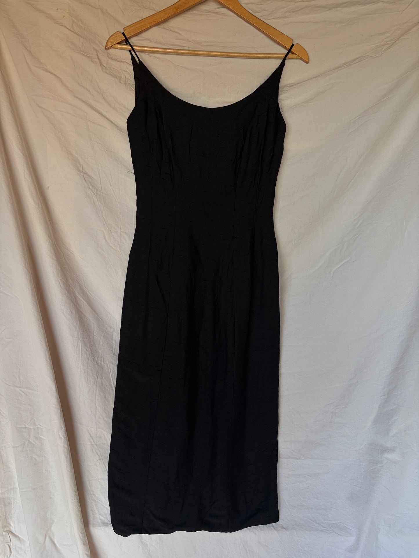 Vintage Union Made Black Silk Midi Dress