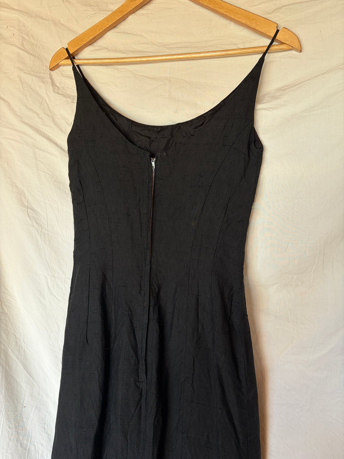 Vintage Union Made Black Silk Midi Dress