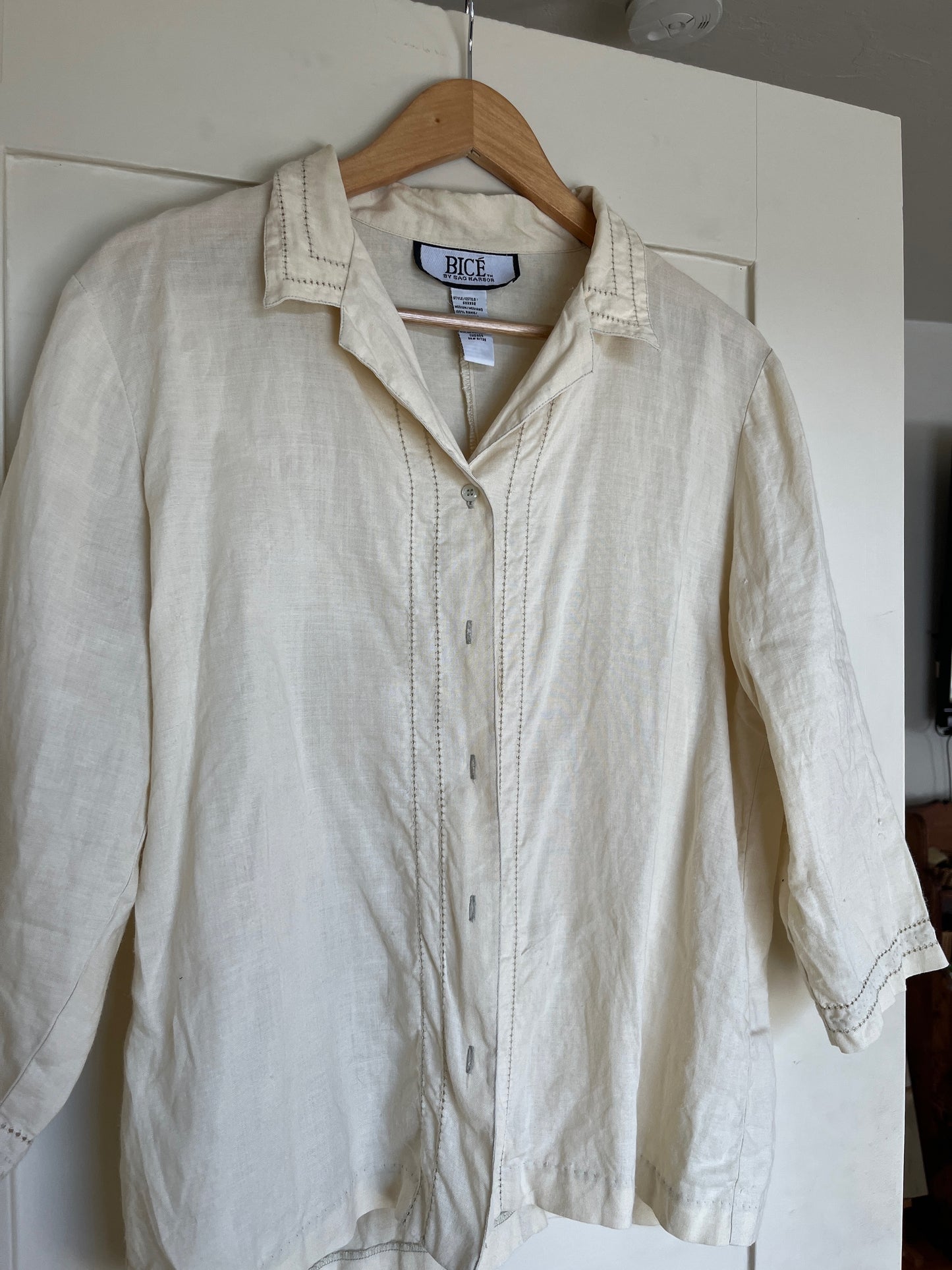 Vintage Cream Buttondown with Eyelet Details