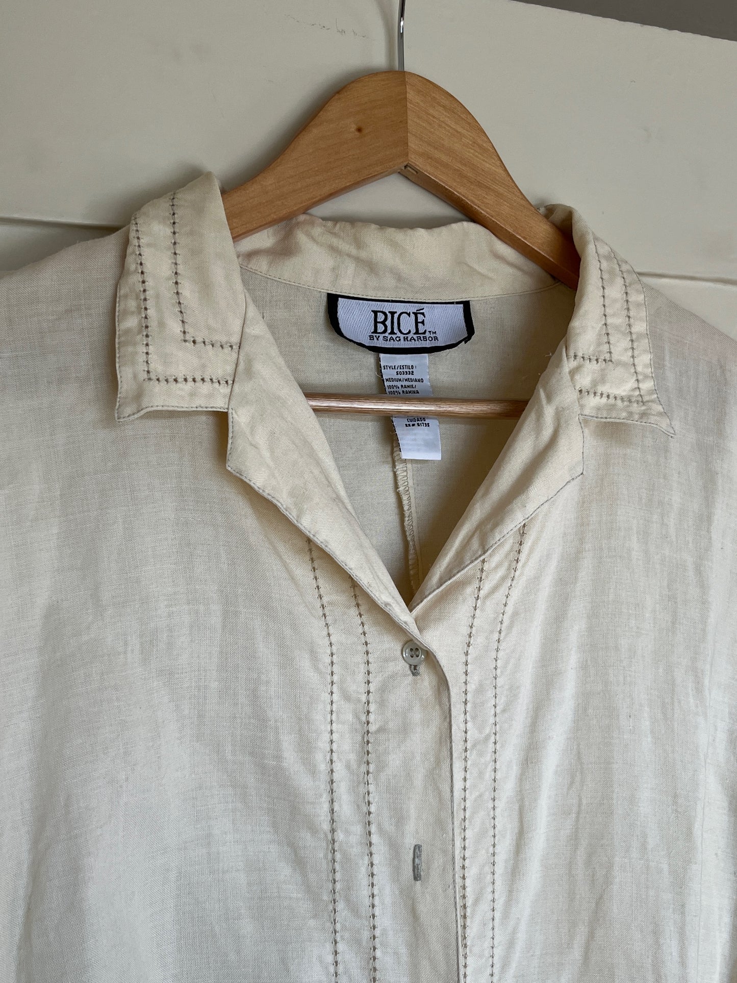 Vintage Cream Buttondown with Eyelet Details