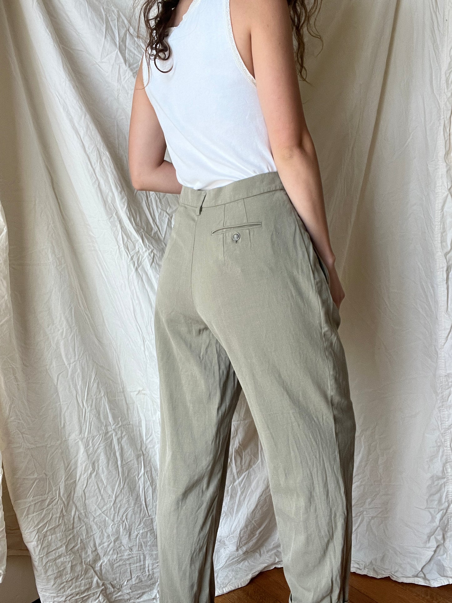 Vintage Taupe Wool and Cotton Pants