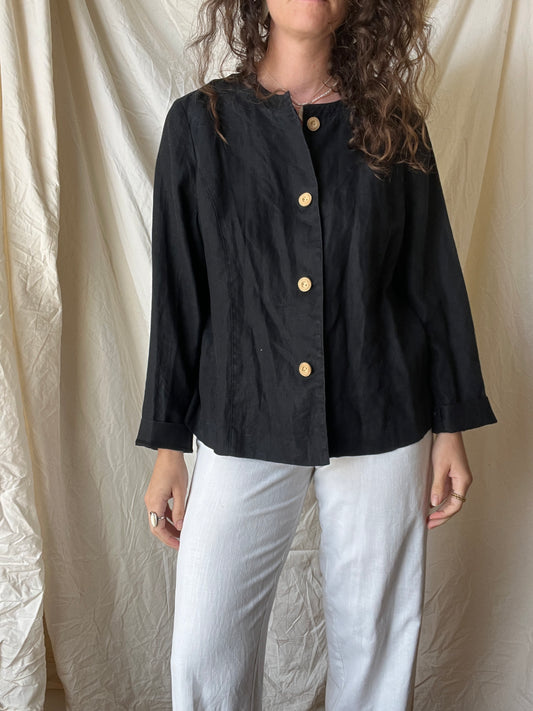 Black Linen Blouse