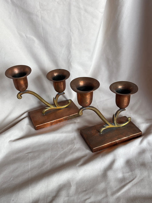 Vintage Copper and Brass Candleholders